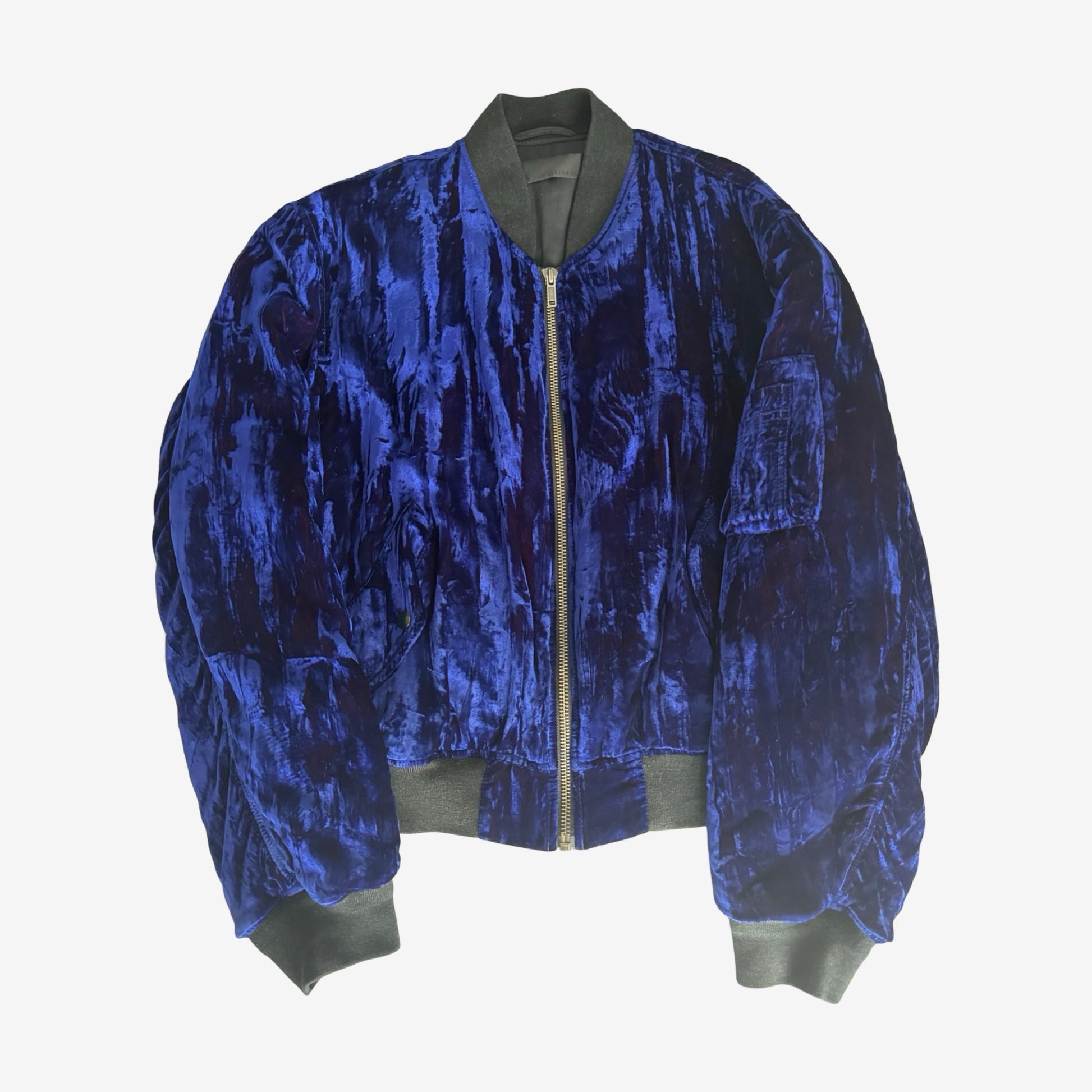 Haider Ackermann FW16 Cobalt Blue Crushed
Velvet Jacket Sz.L