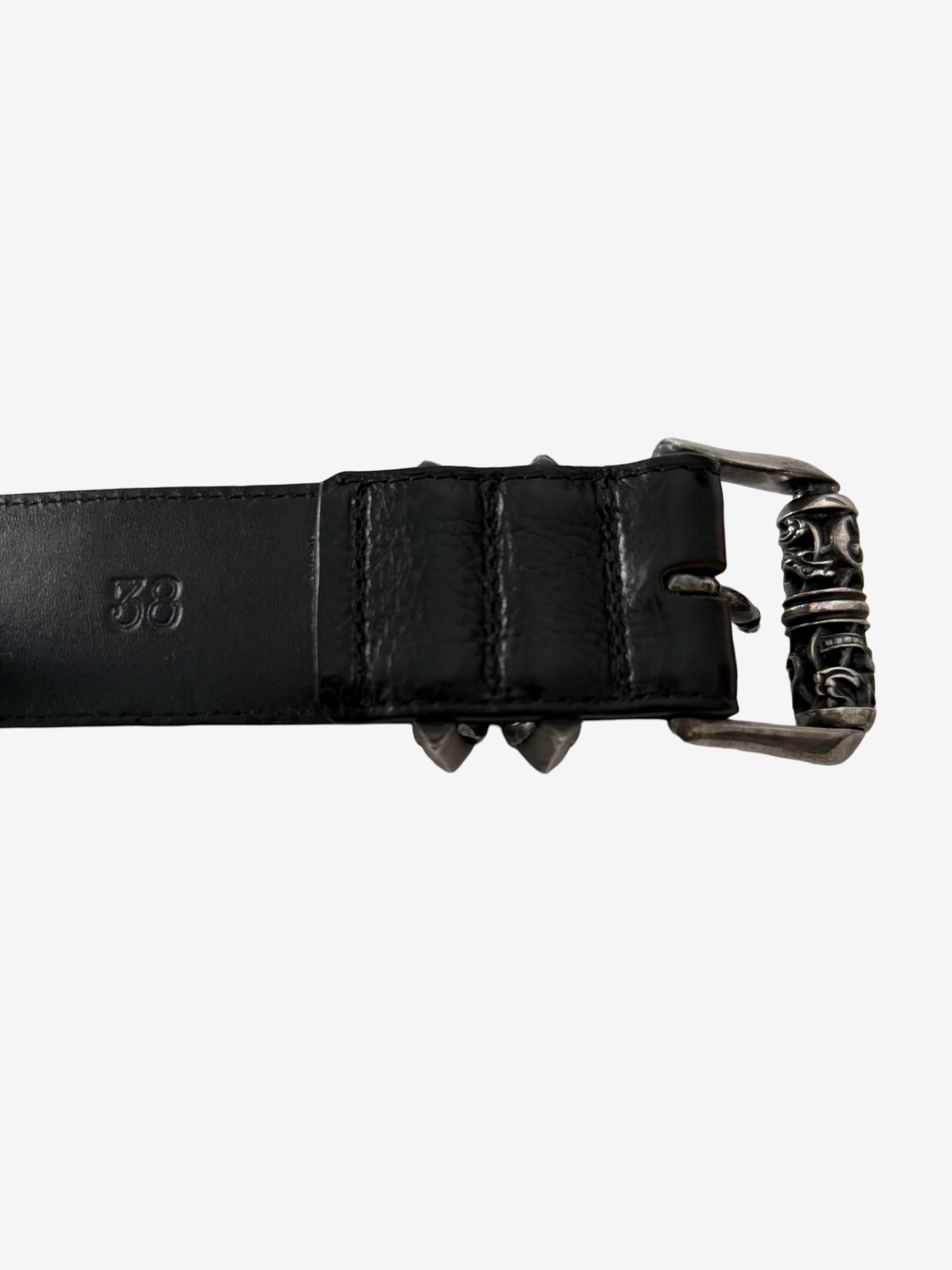 Chrome Hearts Black Leather Roller Belt Sz.38