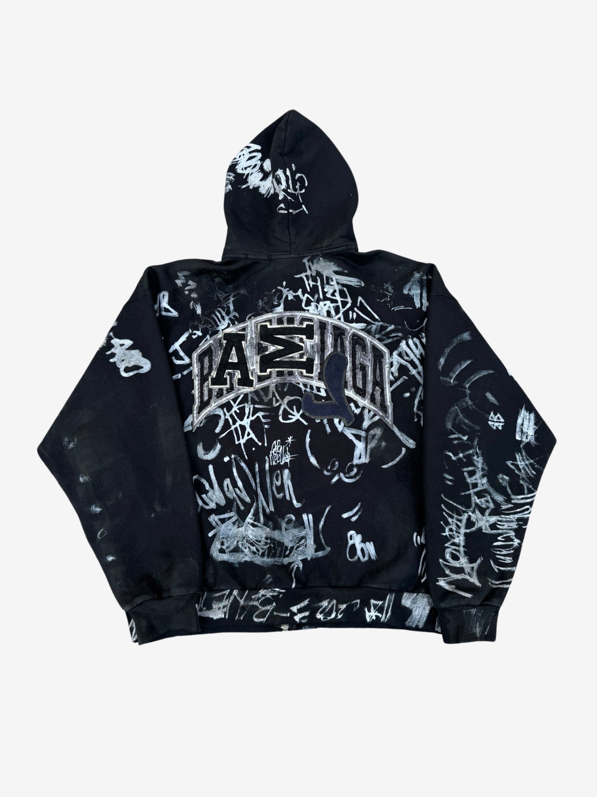 Balenciaga SS24 Black Skater Graffiti Zip Hoodie