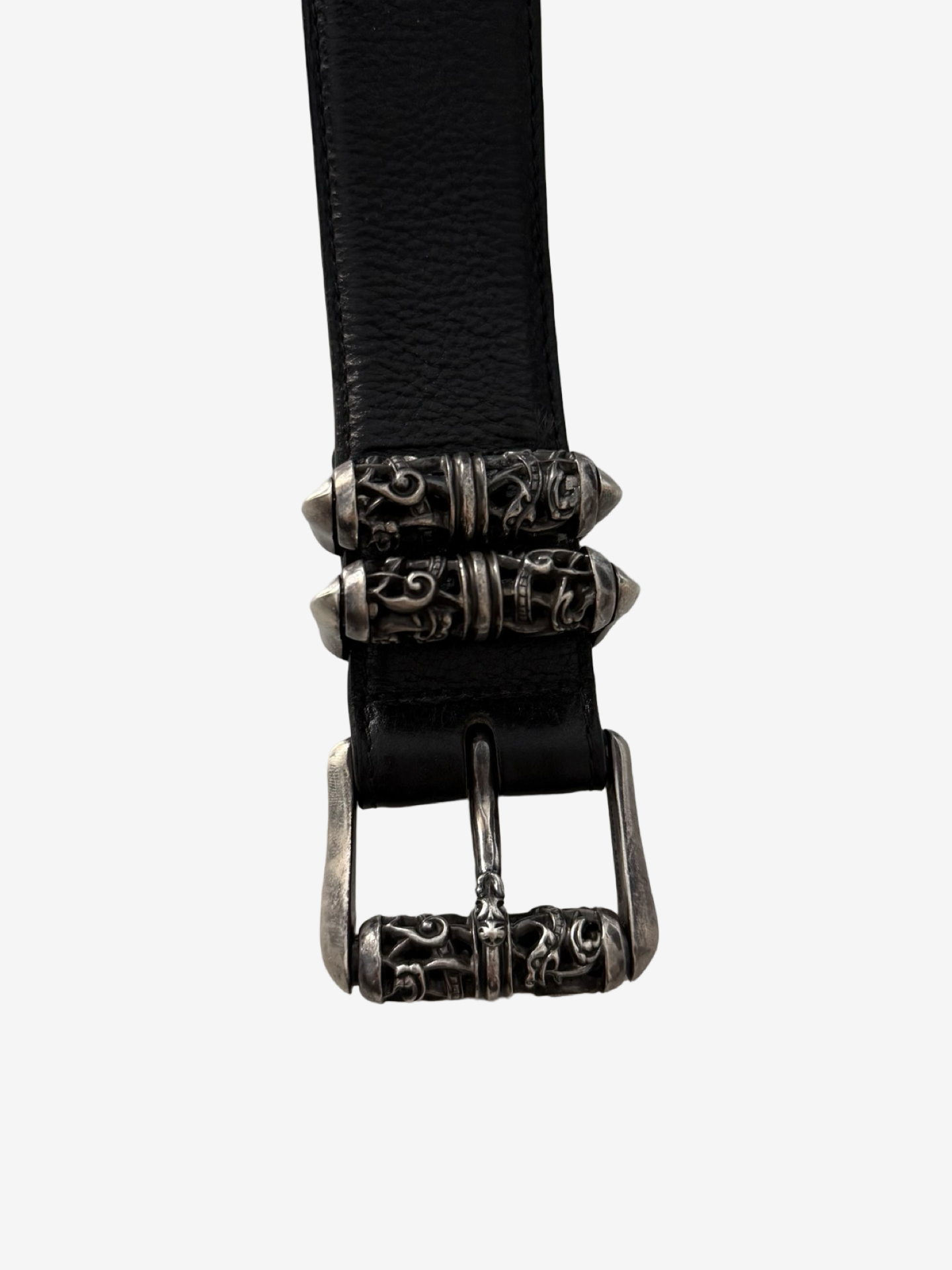 Chrome Hearts Black Leather Roller Belt Sz.38