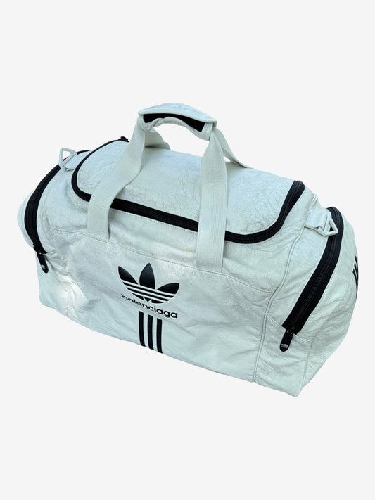 Balenciaga Adidas Full Leather Duffle Bag White