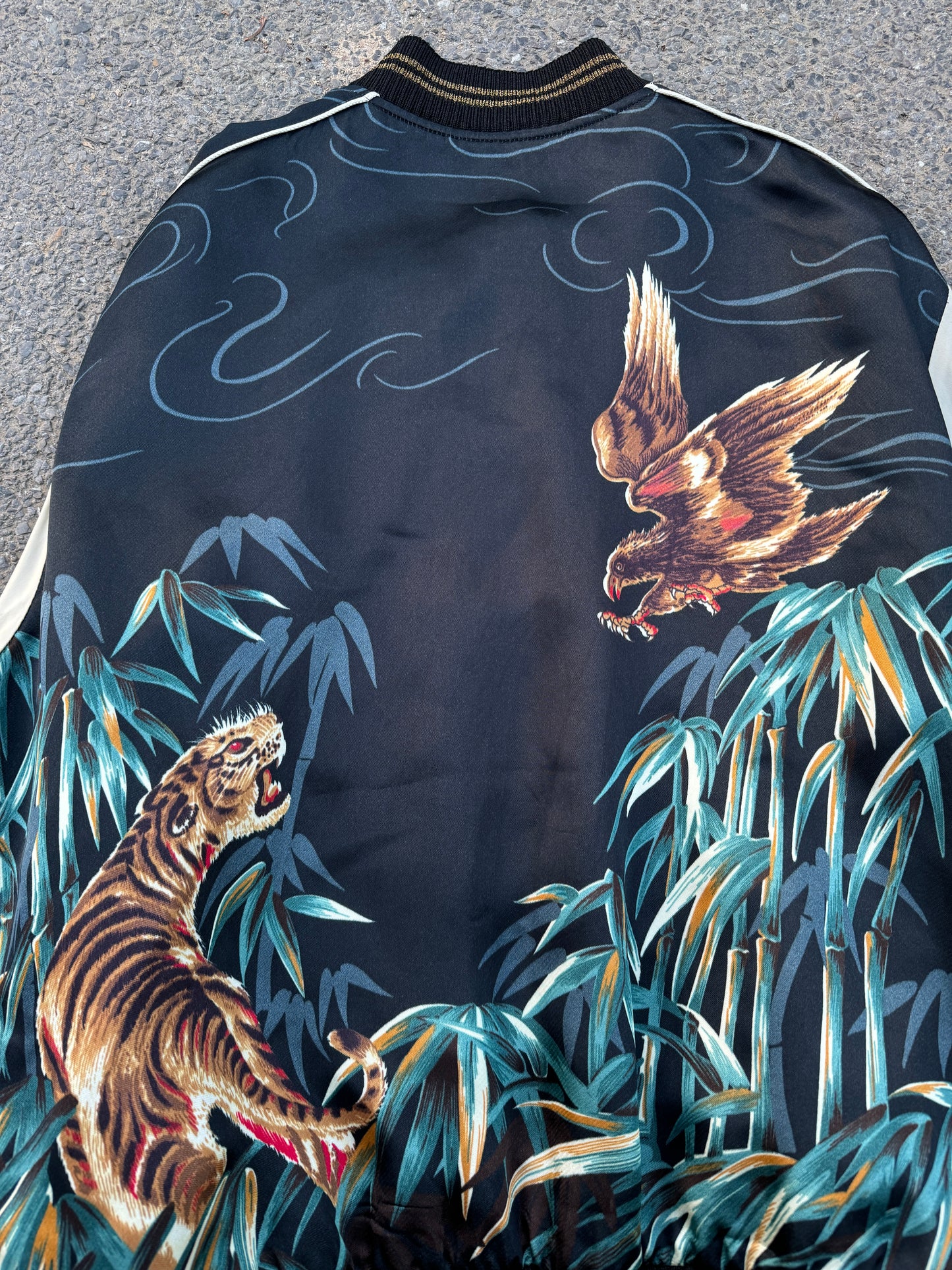 Saint Laurent Paris SS16 Tiger & Eagle Satin Jacket