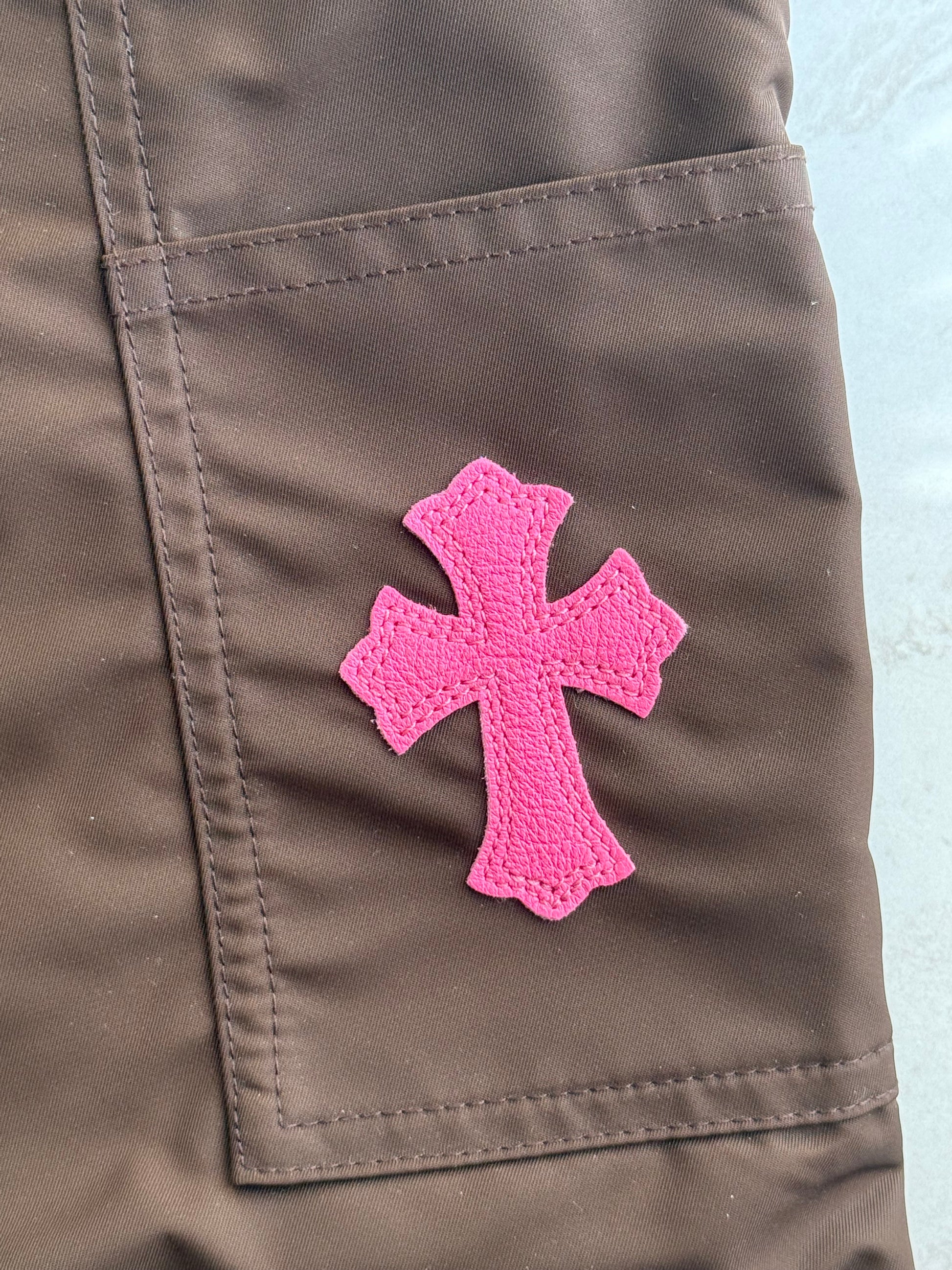 Chrome Hearts Pink Cross Patch Leather / Nylon Carpenter Sz.36