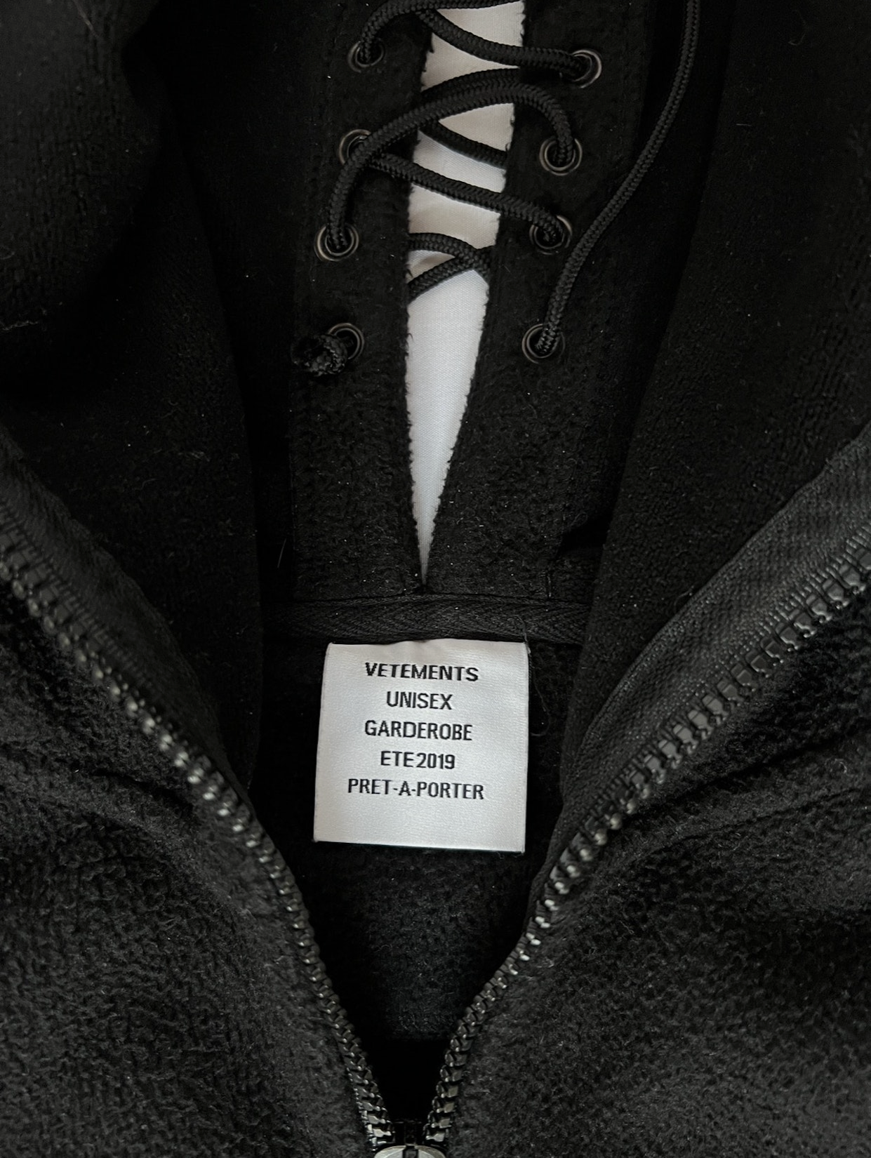 Vetements SS19 Black Gimp Mask Bullet Fleece Hoodie Sz. M