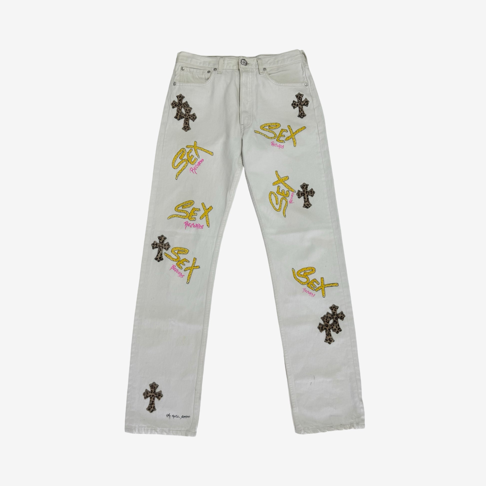 Chrome Hearts 1of1 Cheetah Pony Hair Cross Denim, Handpainted by Mattyboy