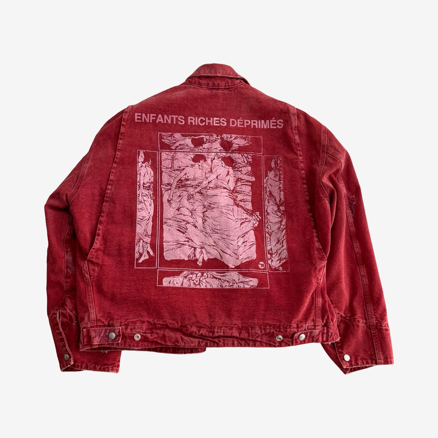 Enfants Riches Deprimes SS24 „Italian Romance“ Destroyed Red Denim Jacket