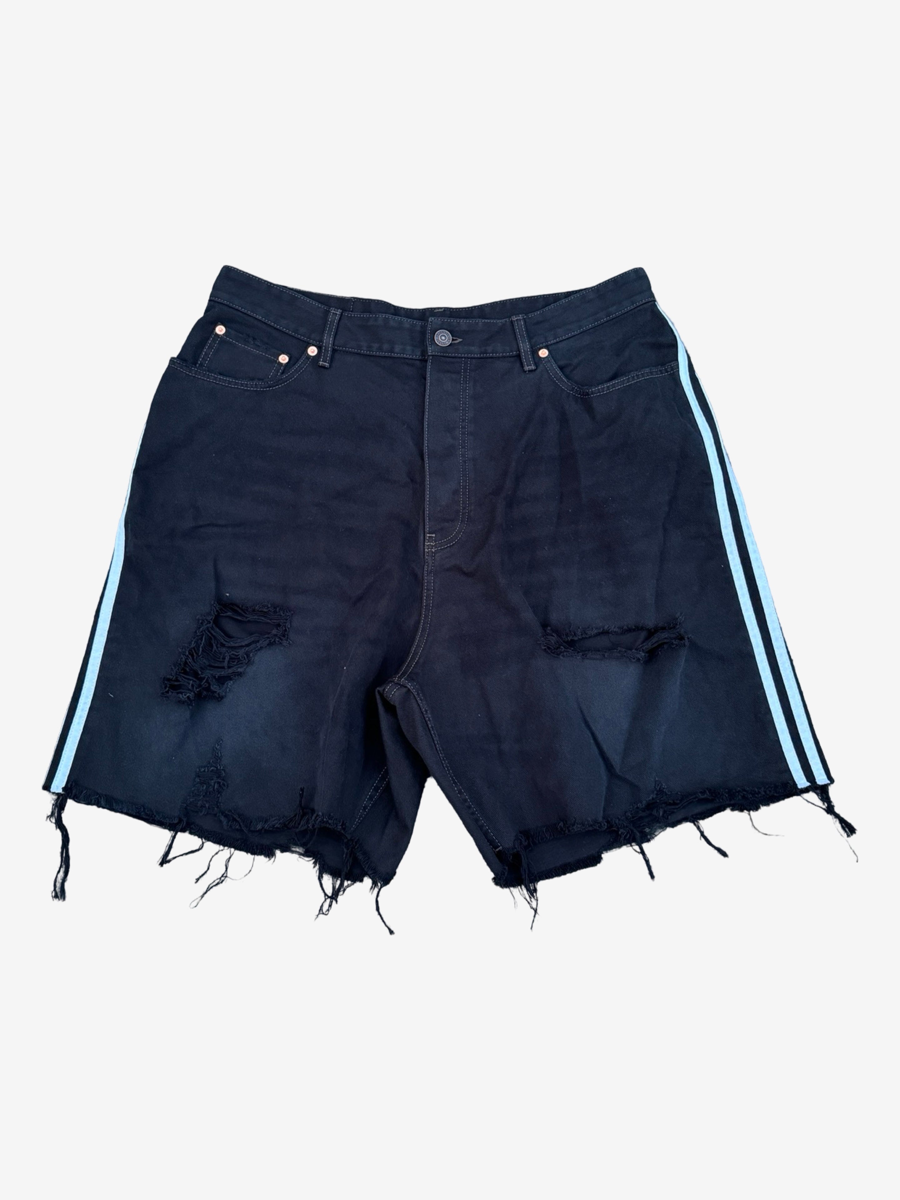 Balenciaga Adidas Black Destroyed Denim Shorts Jorts FyouGrails