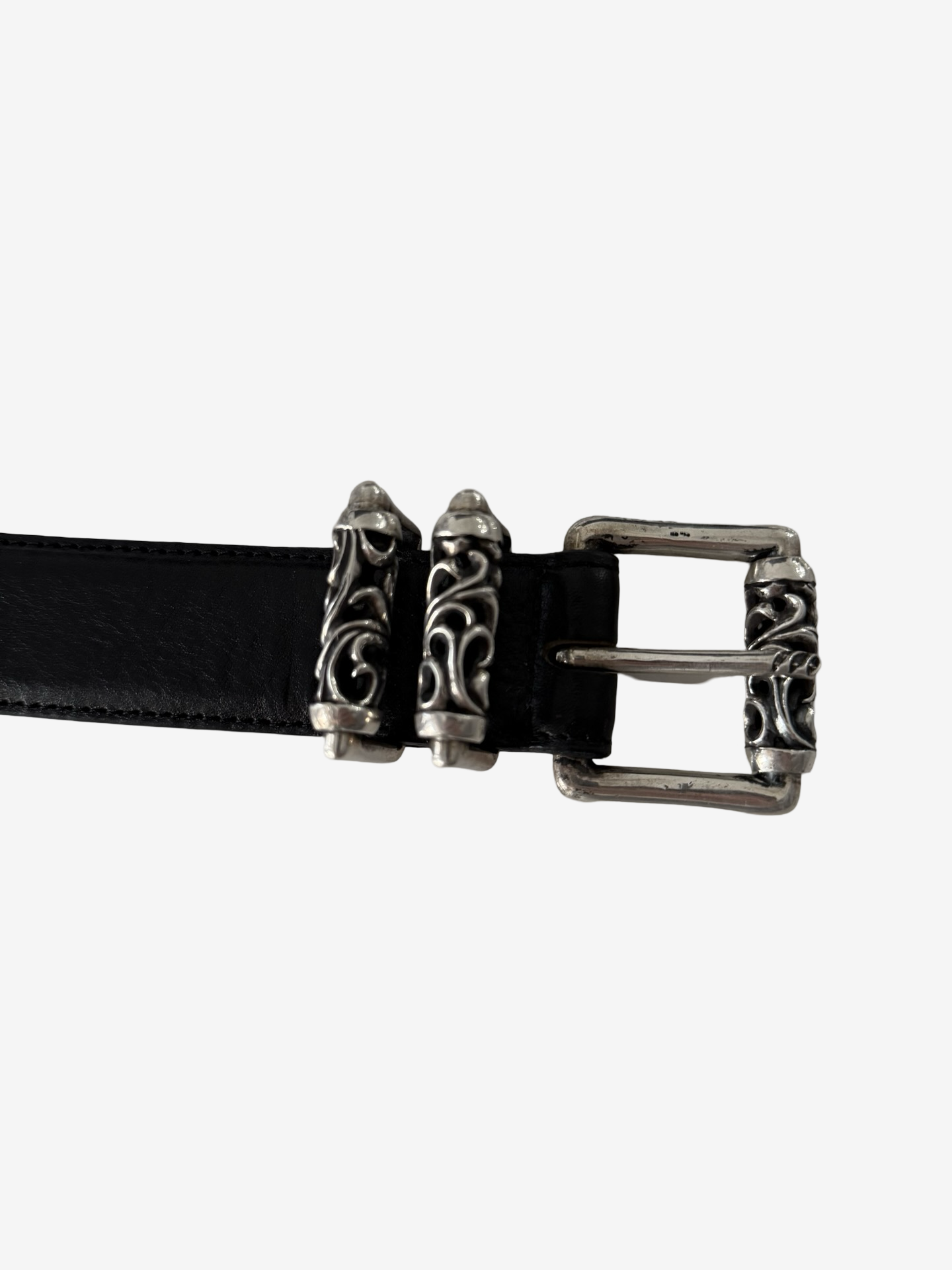 Chrome Hearts Black Leather Roller Belt Sz.34