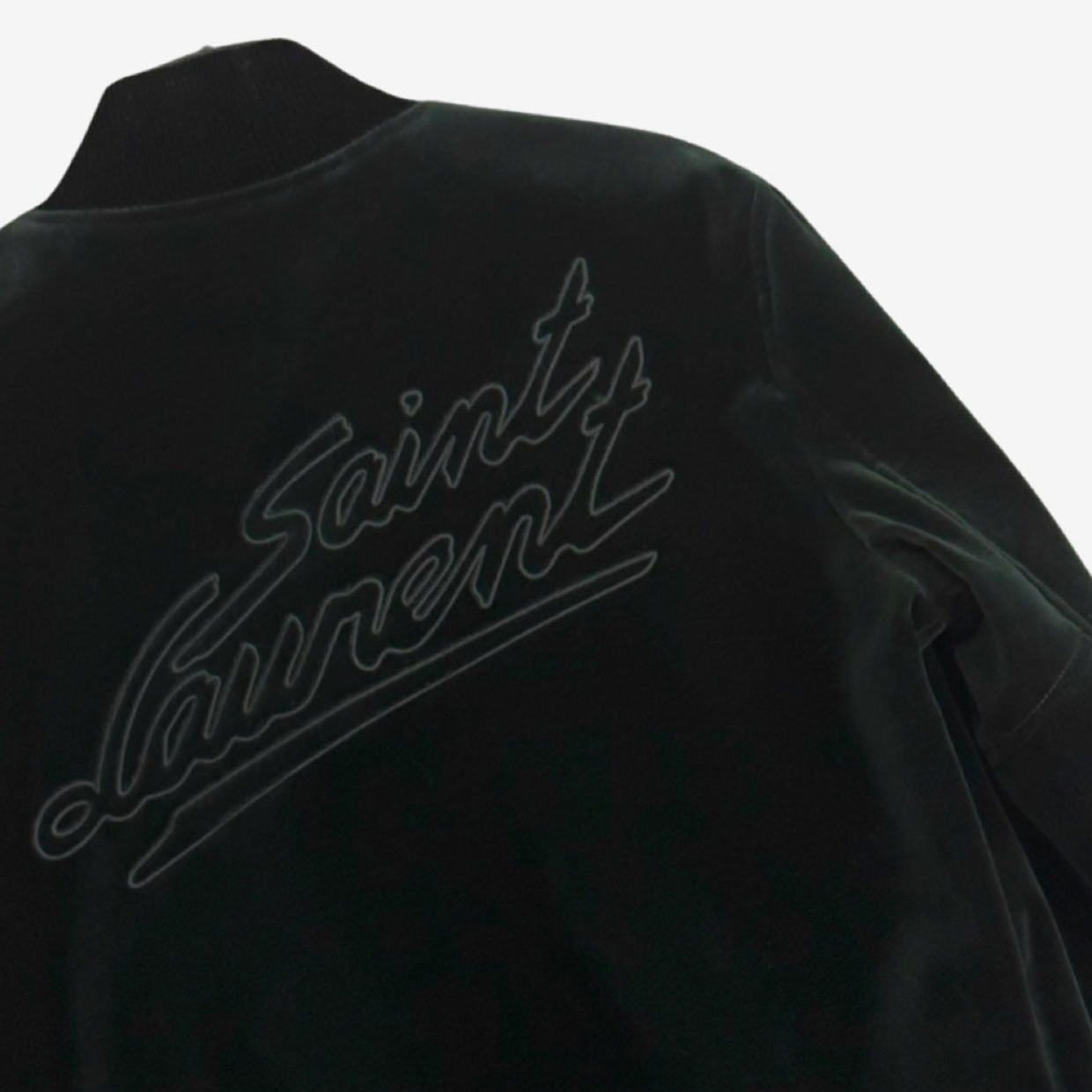 Saint Laurent Green Velvet Logo Bomber