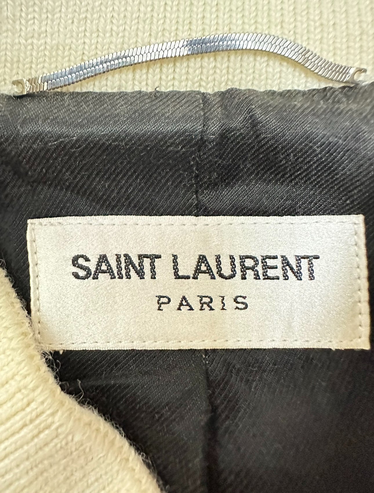 Saint Laurent Paris White Black Teddy Jacket