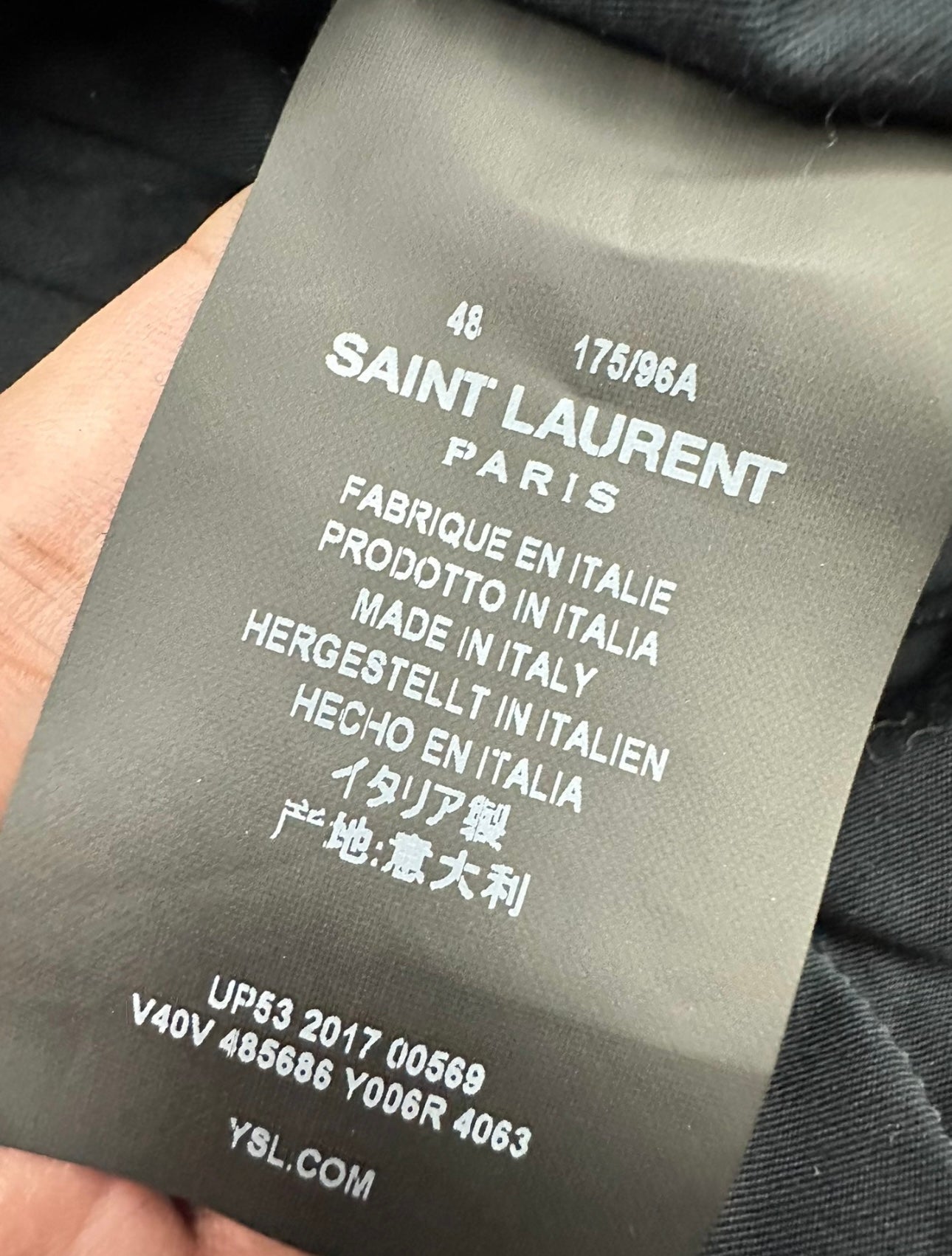 Saint Laurent Paris "Je T'aime" Blue Corduroy Bomber Sz.48