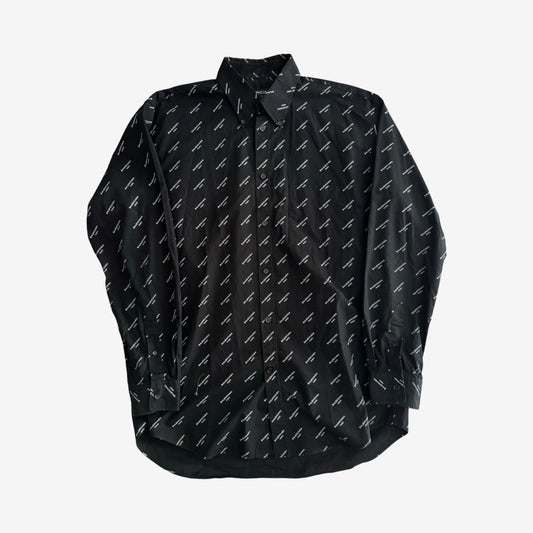 Balenciaga Classic oversized black white logo button up shirt Sz.39