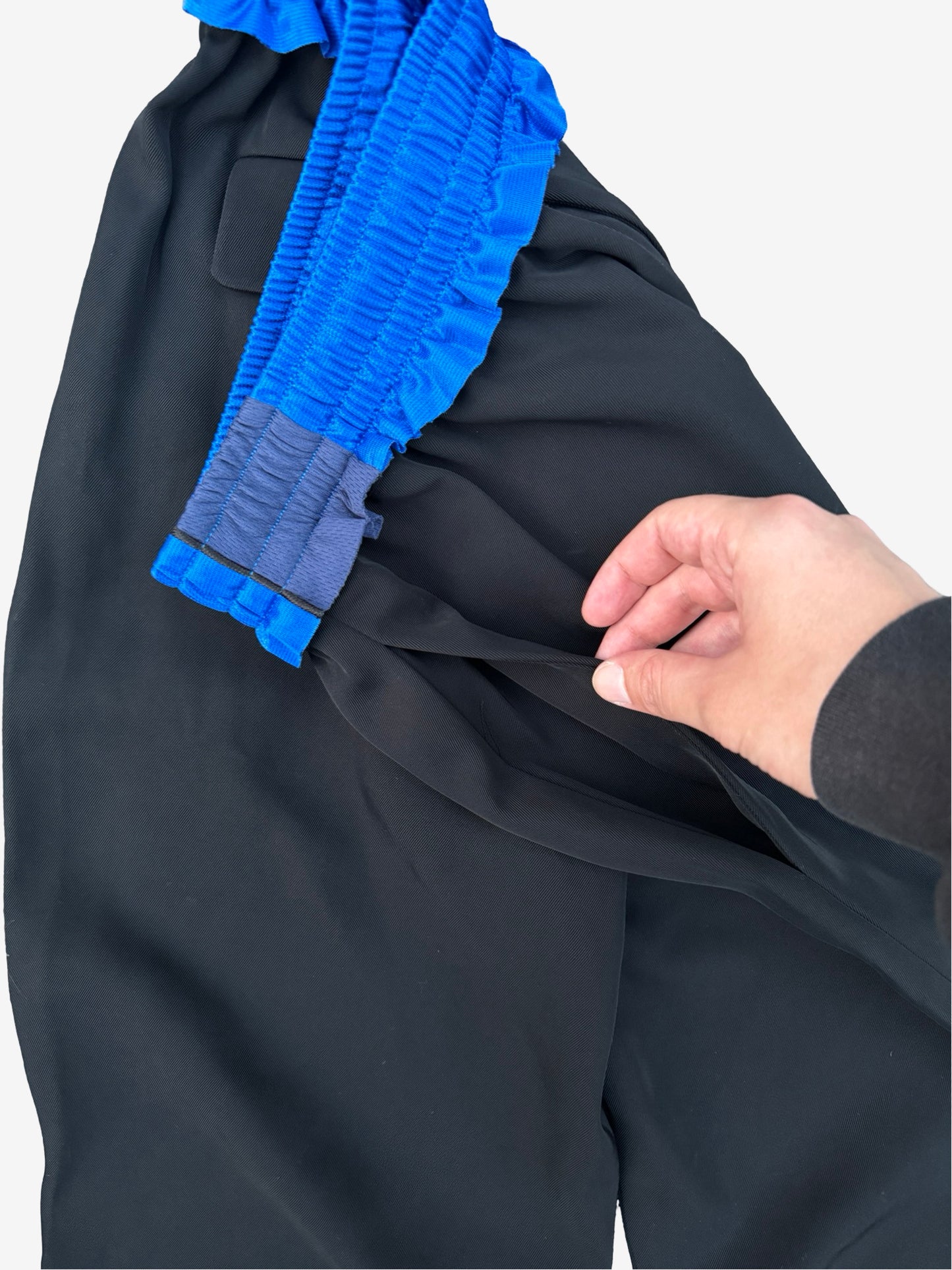 Balenciaga AW21 Blue Black Ripped Off Trackpants