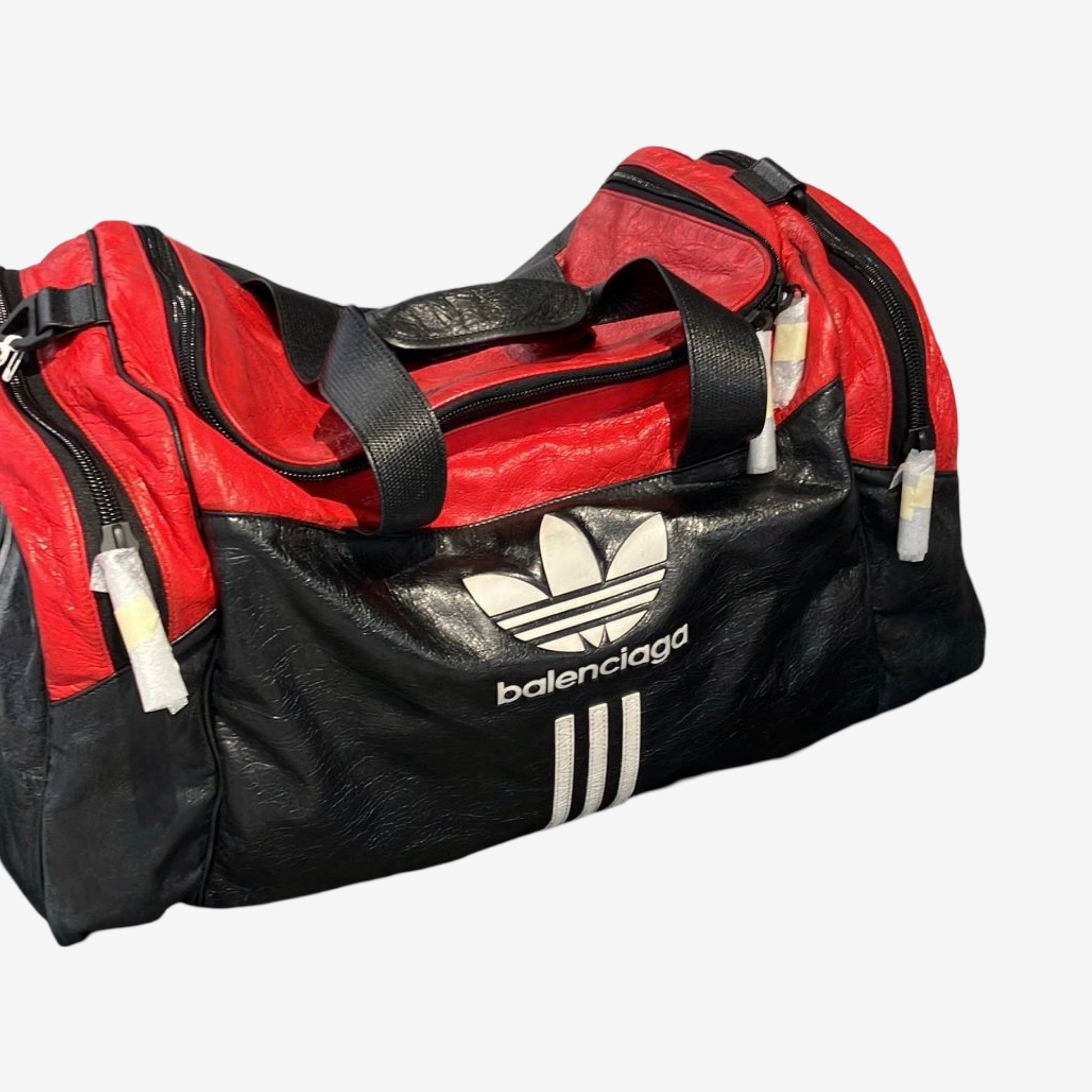 Balenciaga Adidas Red Black Full Leather Duffle Bag