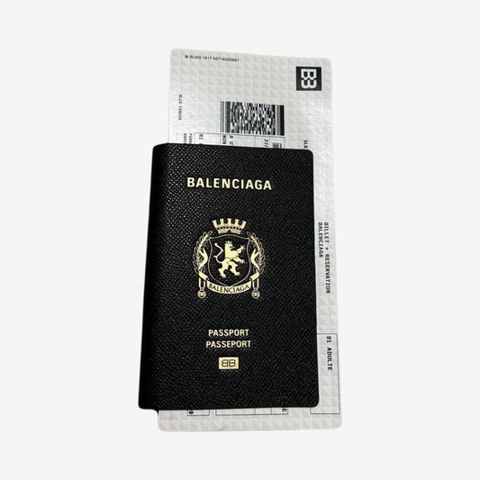 Balenciaga SS24 Black Leather Passport Wallet