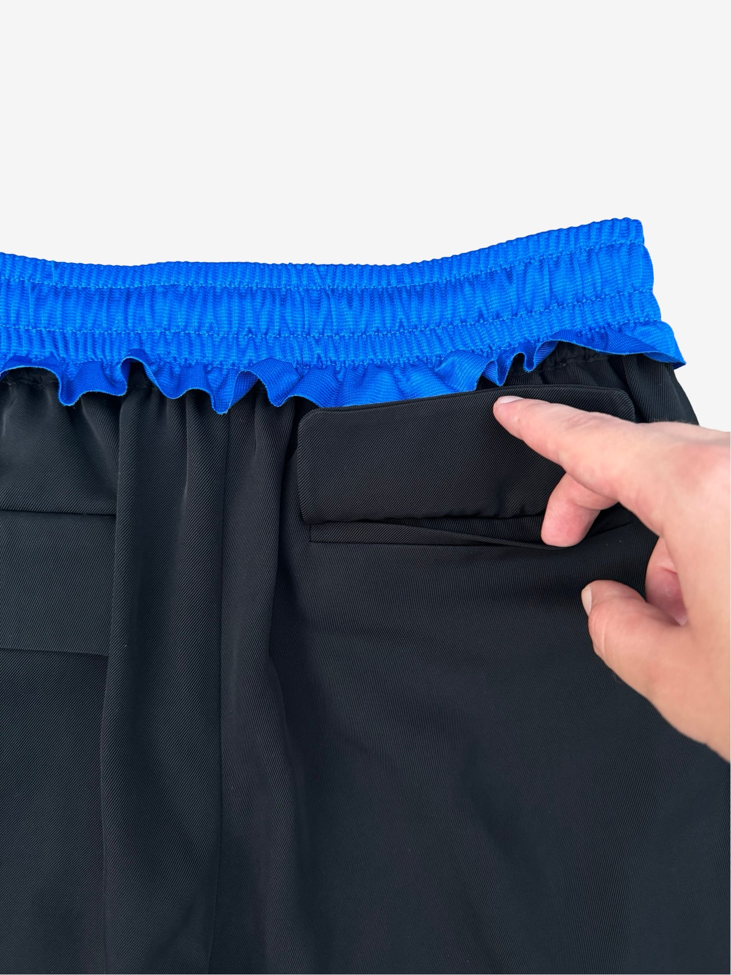 Balenciaga AW21 Blue Black Ripped Off Trackpants