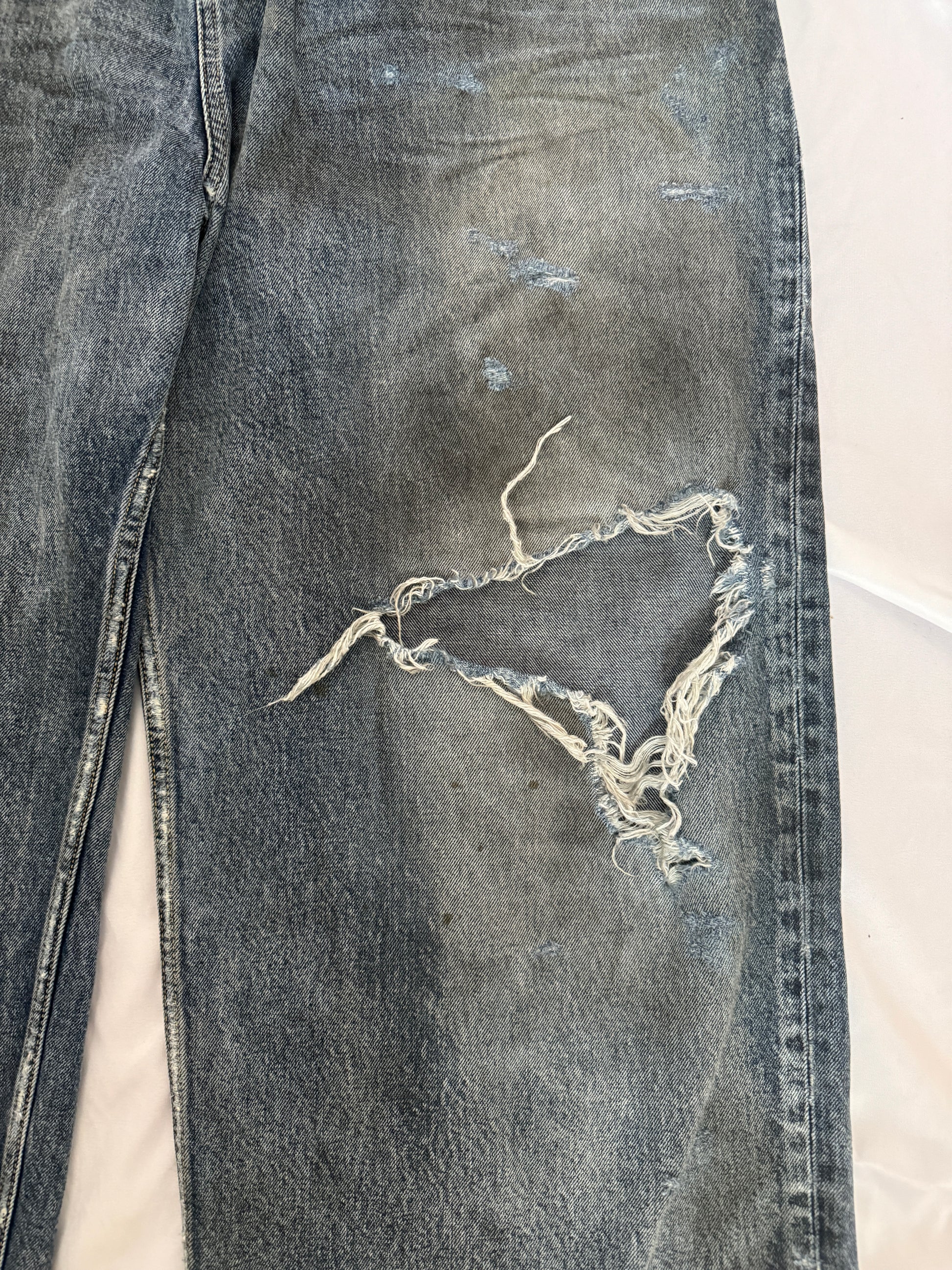 Balenciaga SS23 Mud Oil Spilled Distressed Baggy Denim