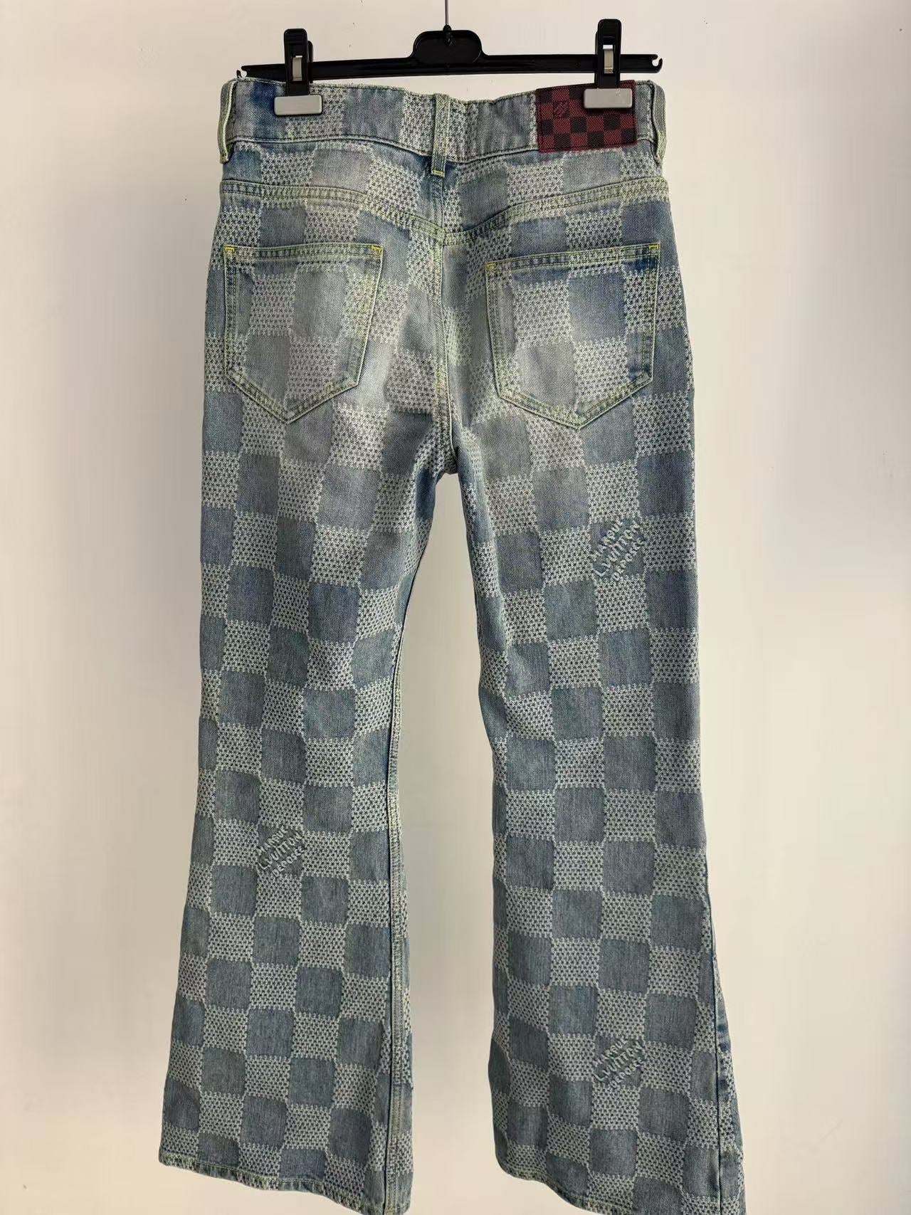 Louis Vuitton Damier Pattern Flared Denim Sz.31