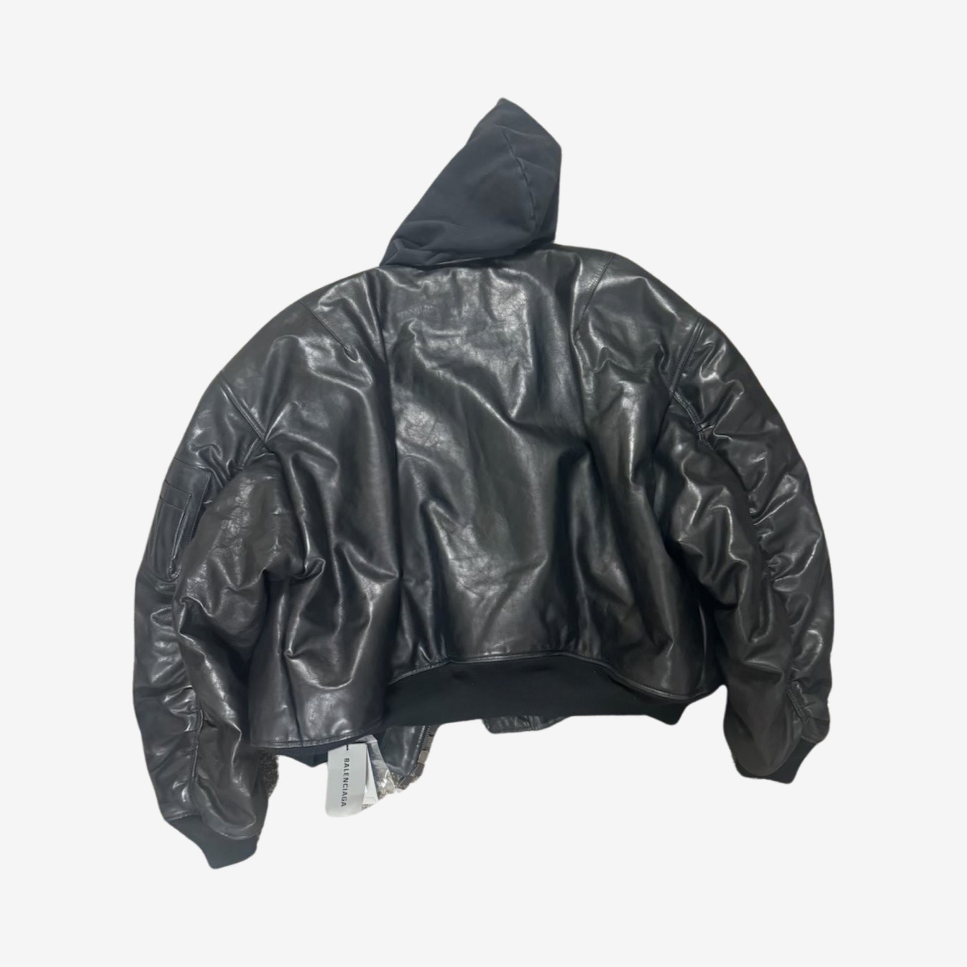 Balenciaga Hooded Leather Oversized Bomber