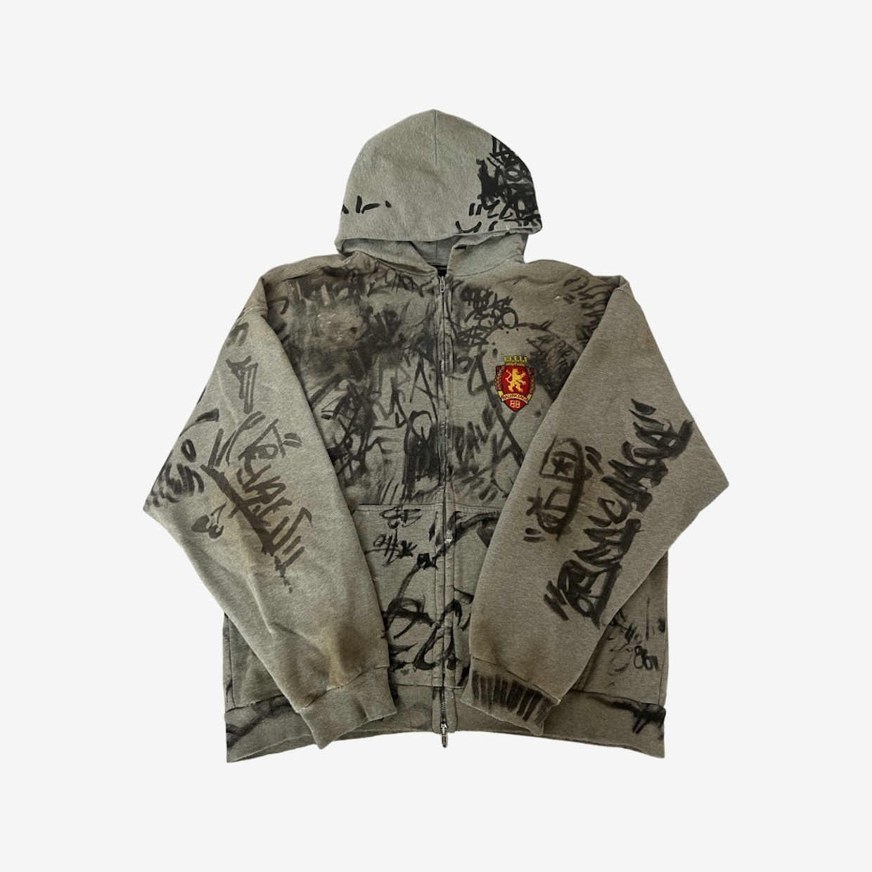 Balenciaga SS23 Grey Skate Graffiti Zip Hoodie