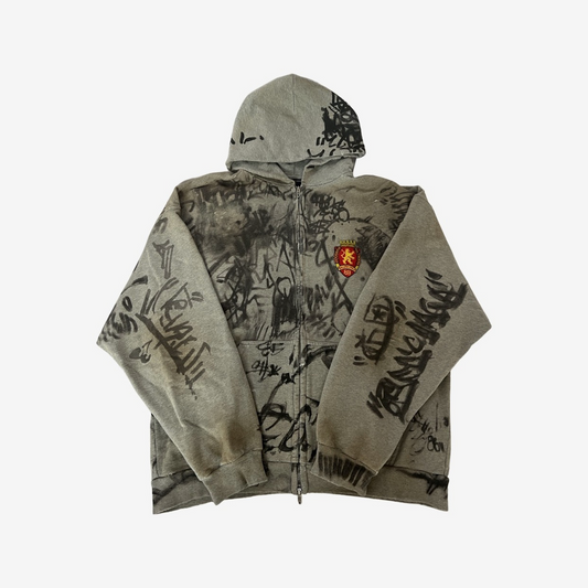 Balenciaga SS23 Grey Skate Graffiti Zip Hoodie