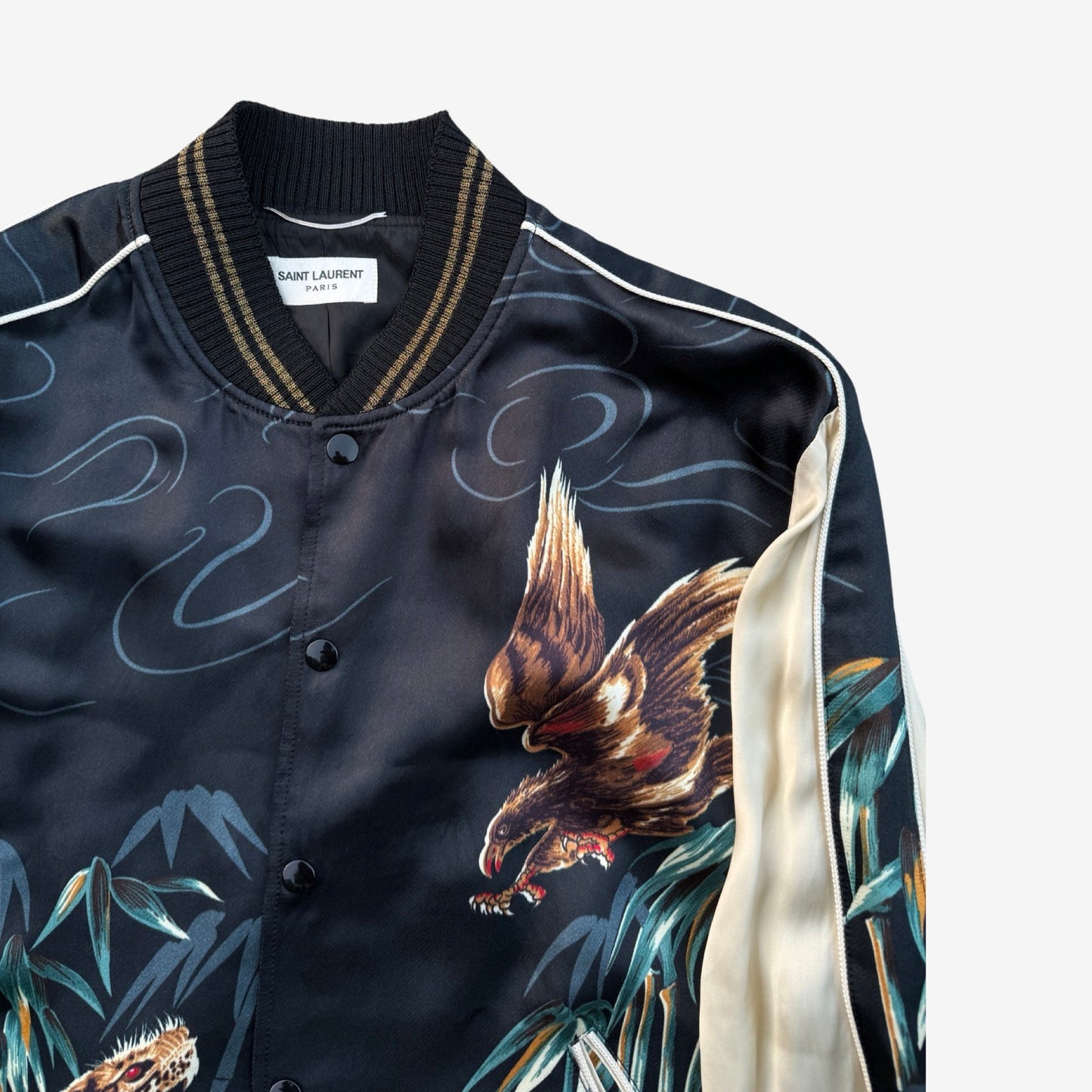 Saint Laurent Paris SS16 Tiger & Eagle Satin Jacket