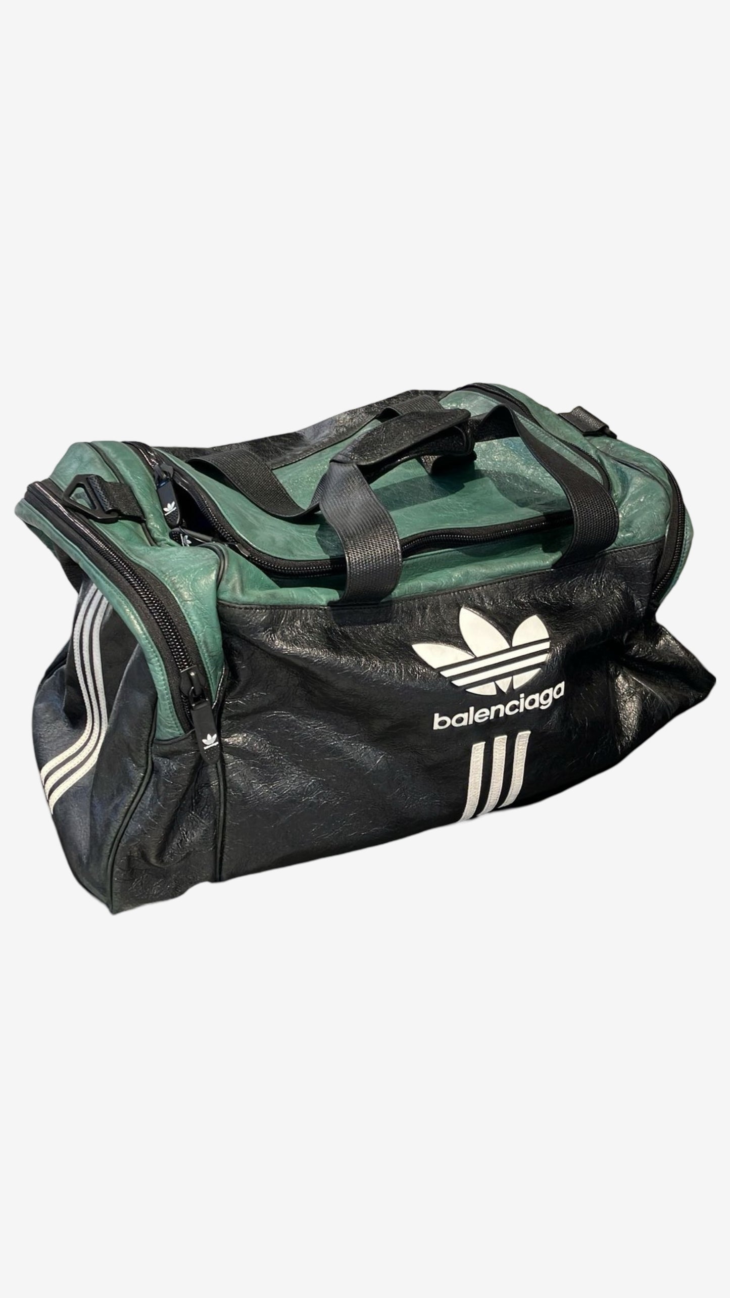 Balenciaga Adidas Green Black Full Leather Duffle Bag