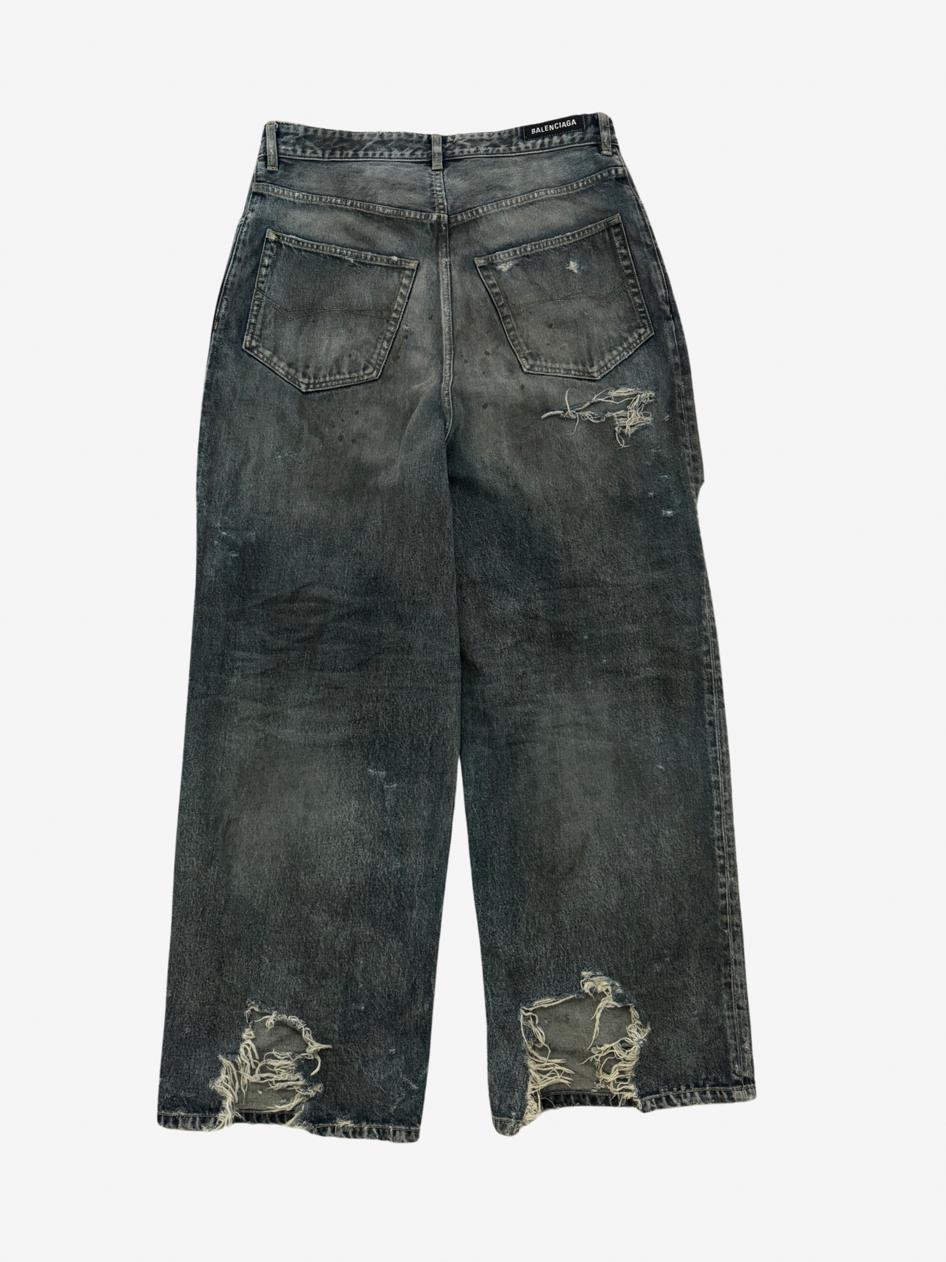 Balenciaga SS23 Mud Oil Spilled Distressed Baggy Denim