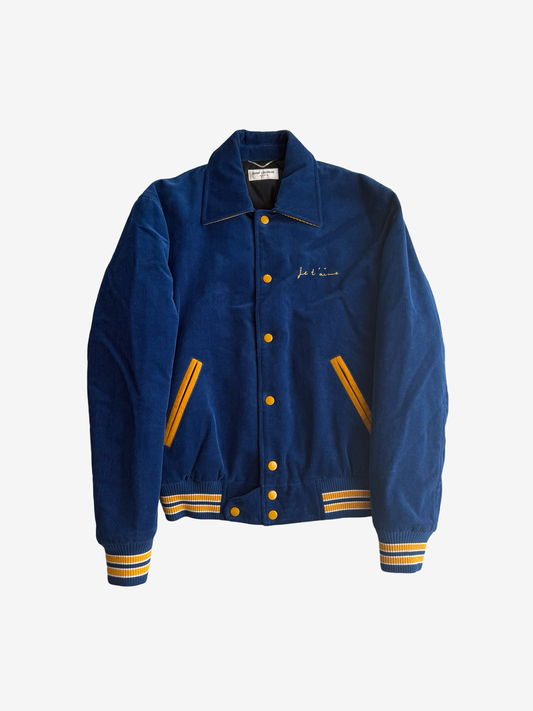 Saint Laurent Paris "Je T'aime" Blue Corduroy Bomber Sz.52