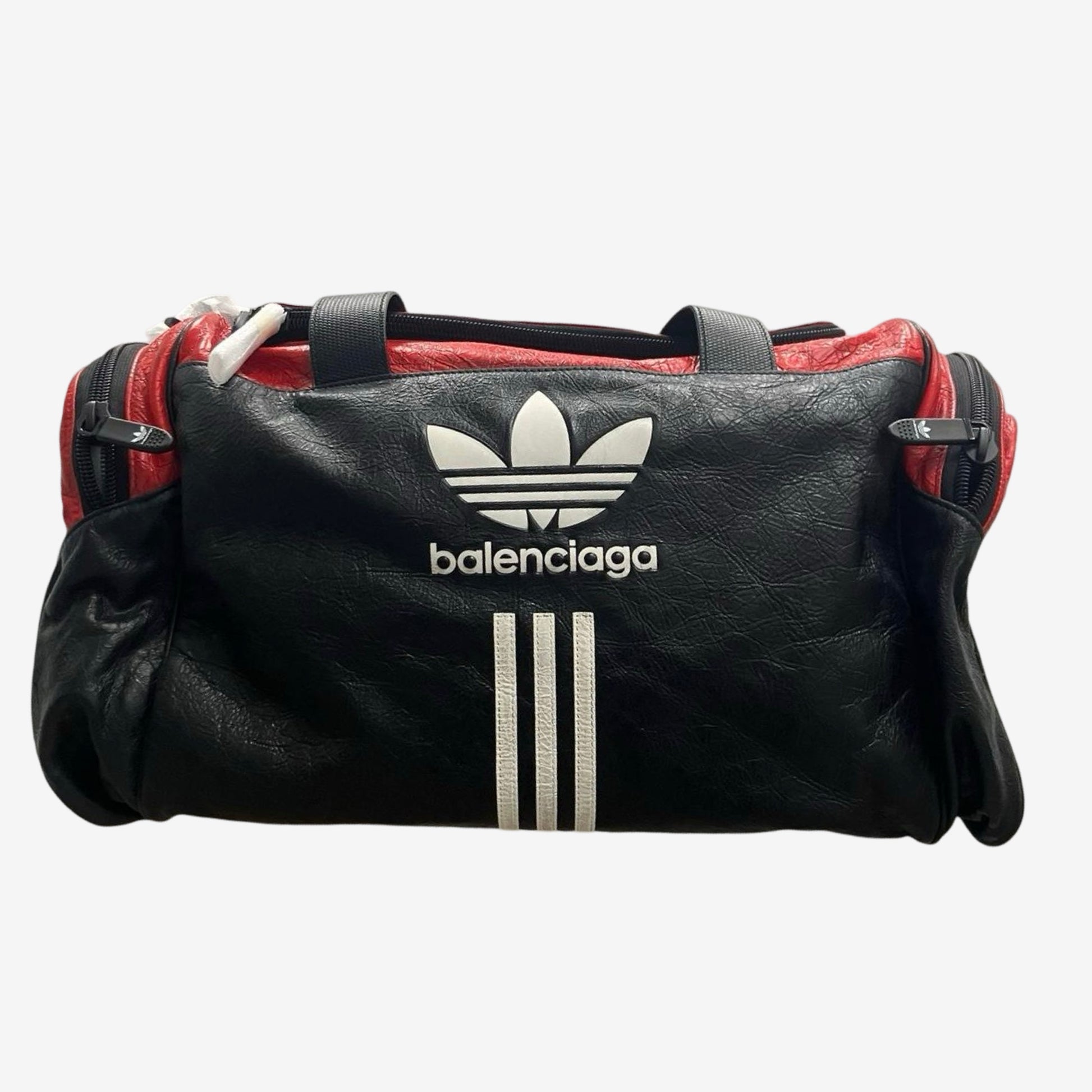 Balenciaga Adidas Red Black Full Leather Duffle Bag