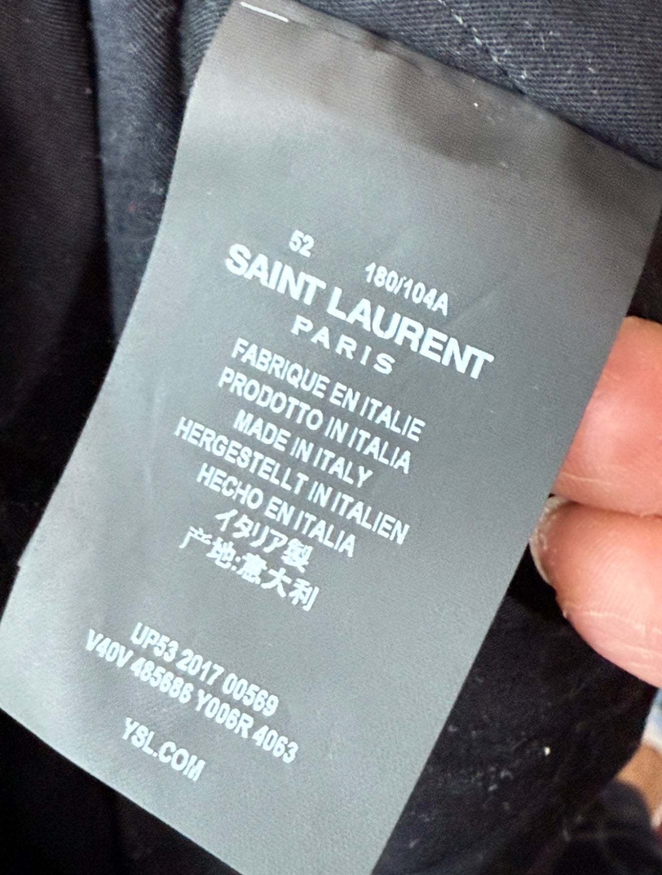 Saint Laurent Paris "Je T'aime" Blue Corduroy Bomber Sz.52