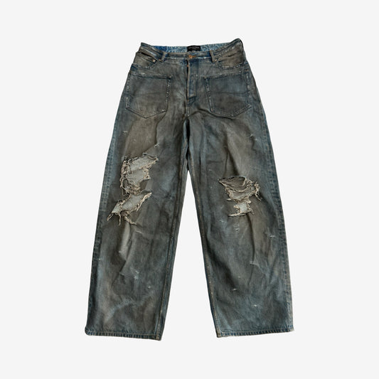 Balenciaga SS23 Mudshow Oil Stained Destroyed Baggy Denim