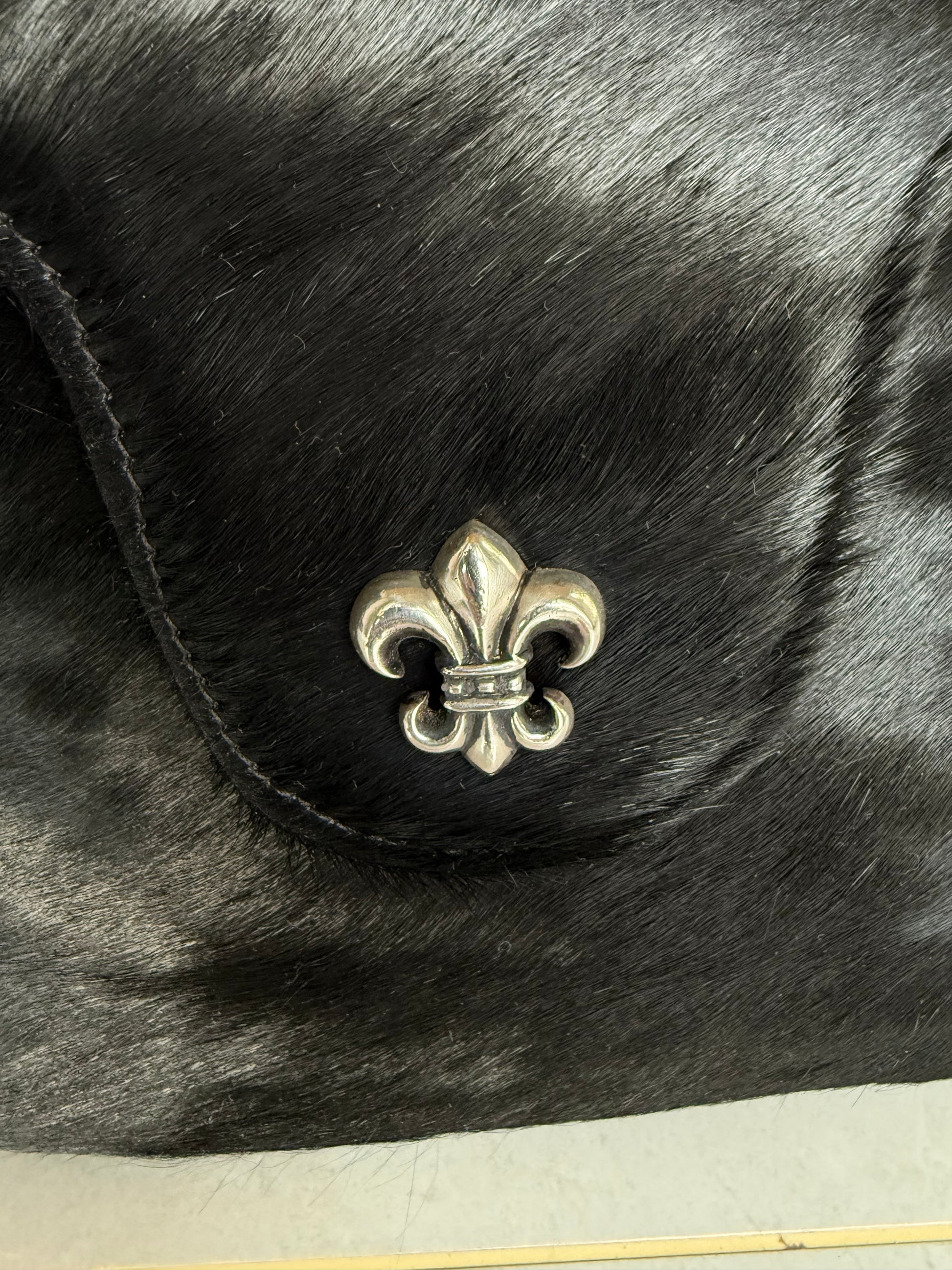 Chrome Hearts Black Pony Hair Fleur the Lis Flap Bag