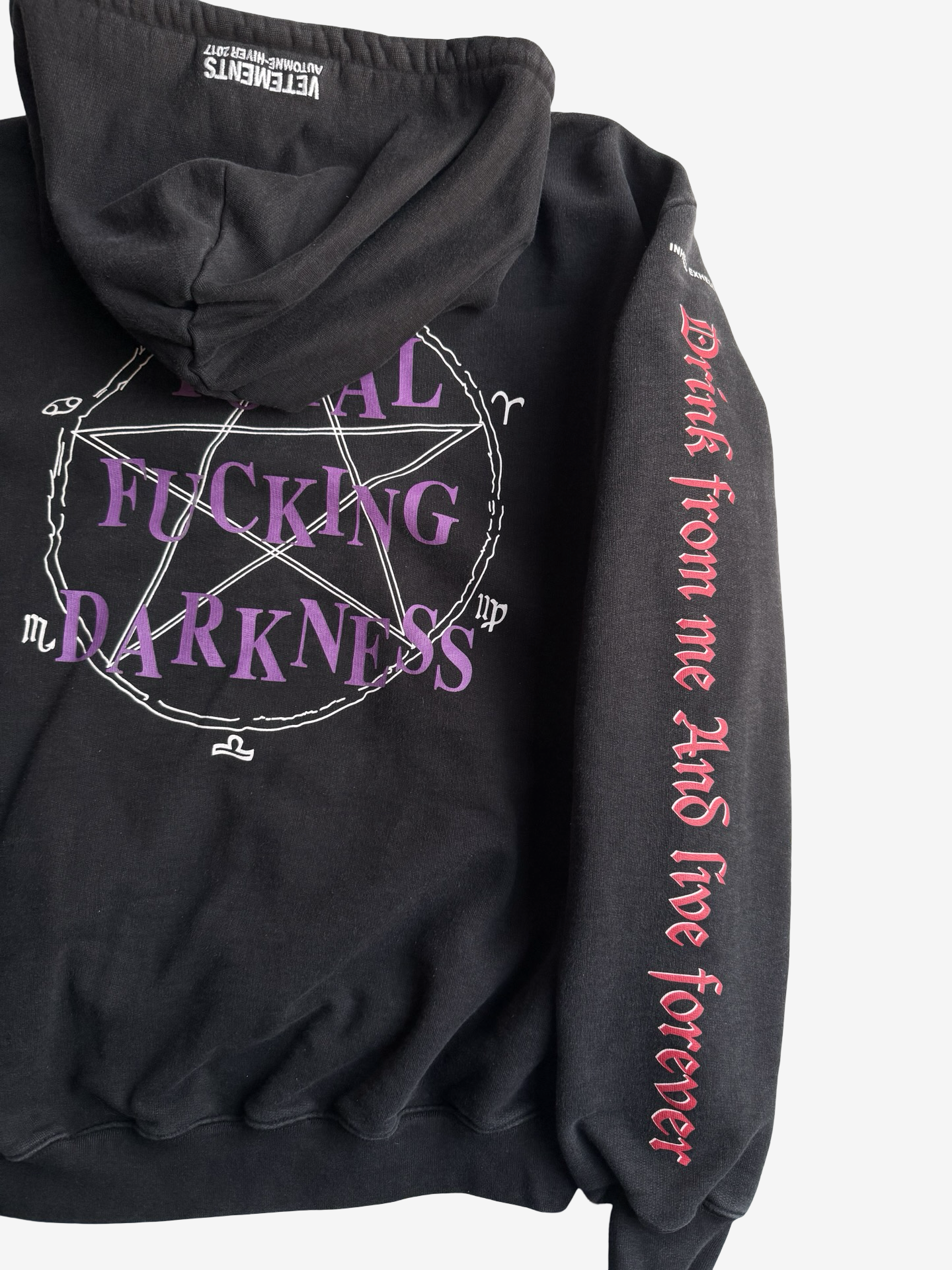 Vetements AW16 TFD Total Fucking Darkness Hoodie Homme Sz.M