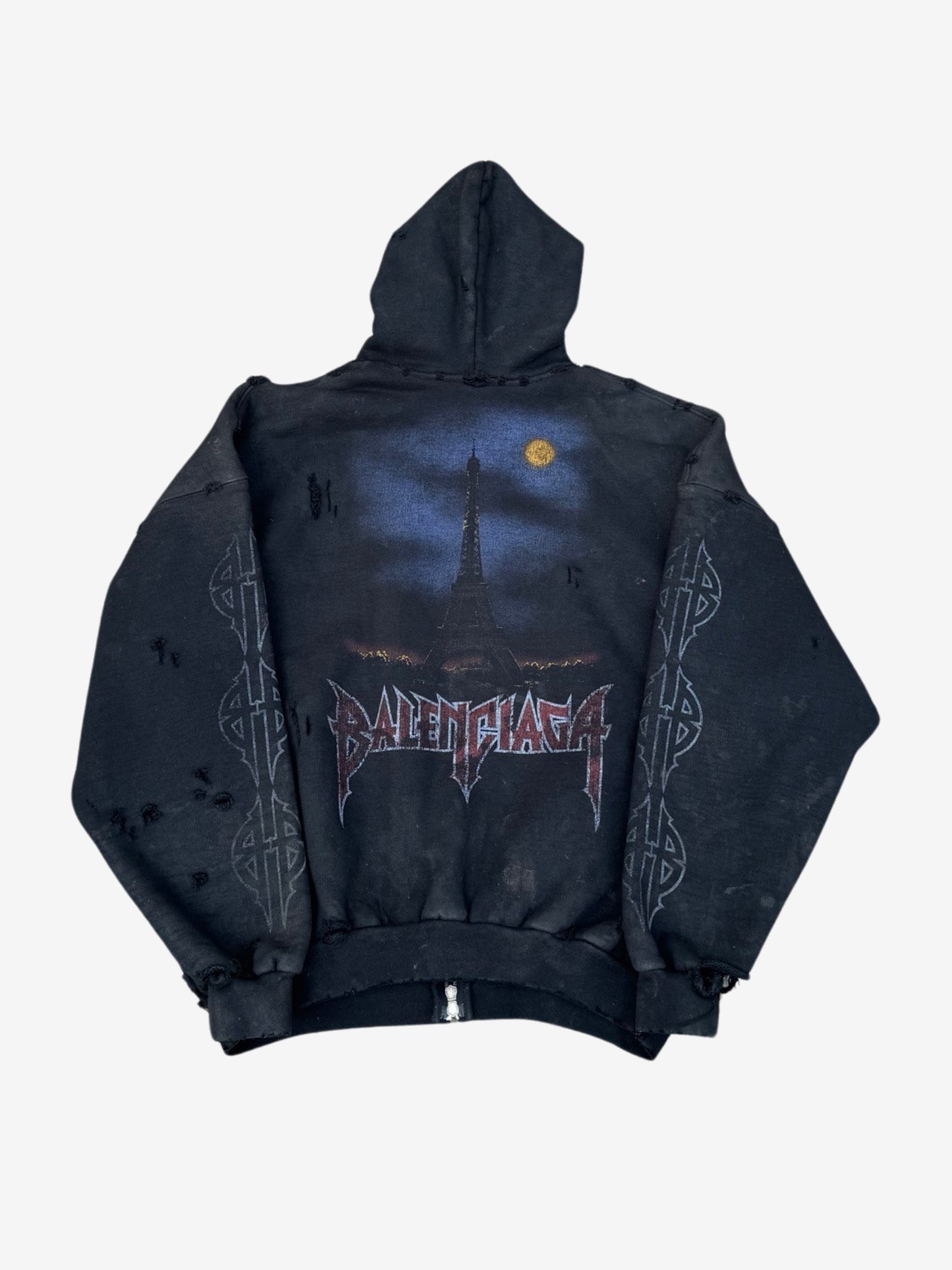 Balenciaga SS24 Paris Moon Destroyed Zip Up