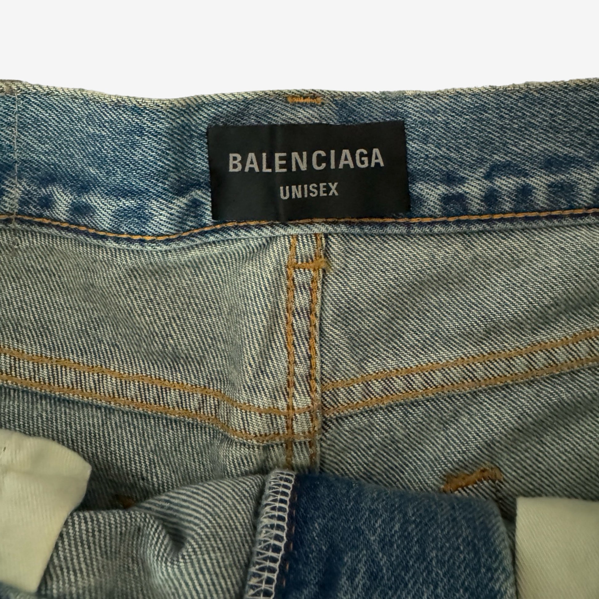 Balenciaga FW22 Destroyed Rhinestone Denim