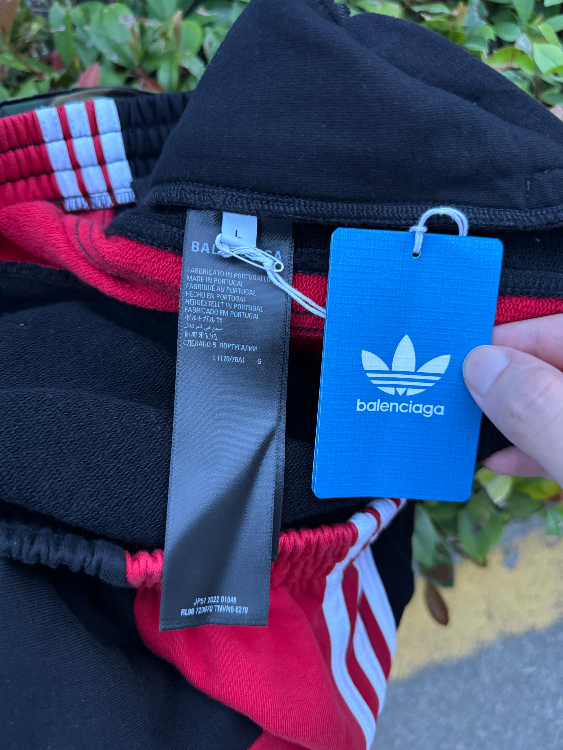 Balenciaga Adidas Black Red Oversized Cotton Sweatpants