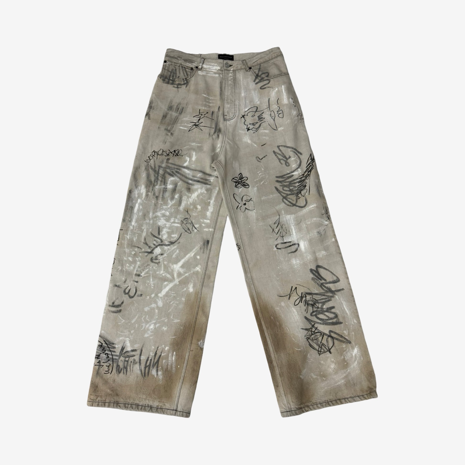 Balenciaga SS23 White Graffiti Denim