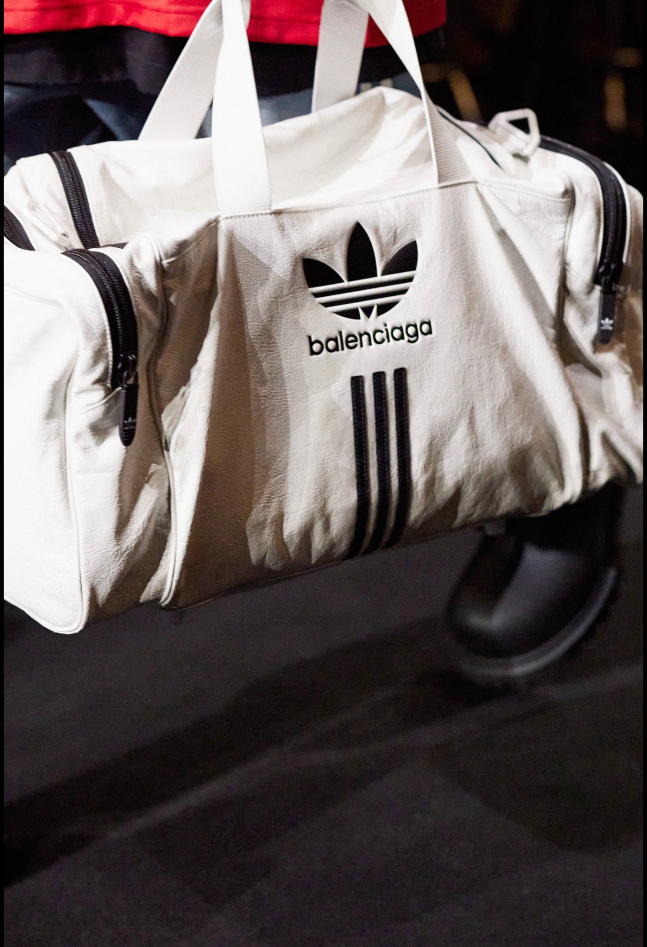 Balenciaga Adidas Full Leather Duffle Bag White