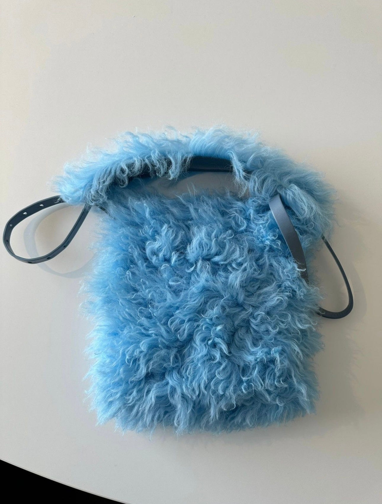 Dries Van Noten Blue Fur Bag