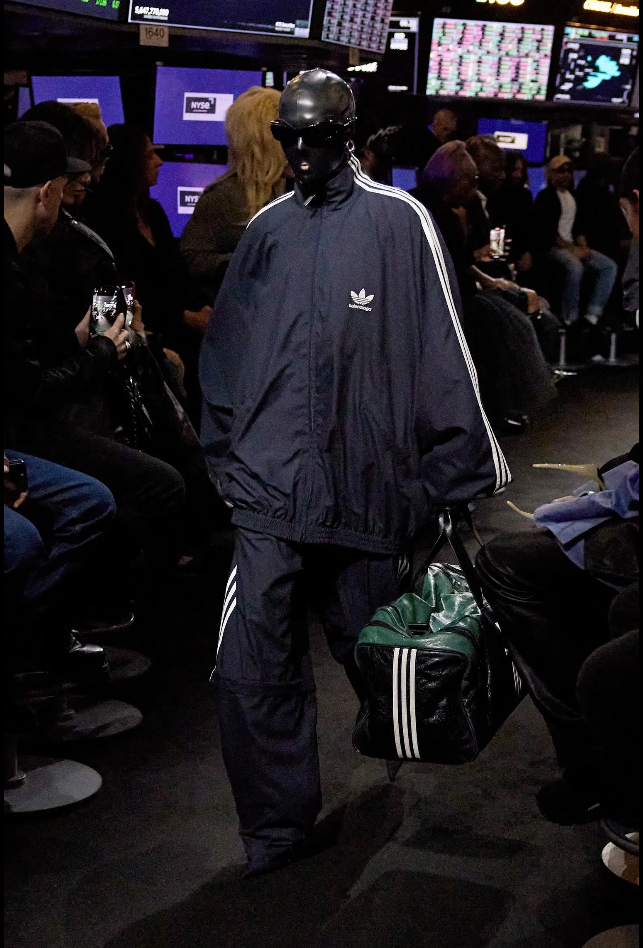 Balenciaga Adidas Green Black Full Leather Duffle Bag