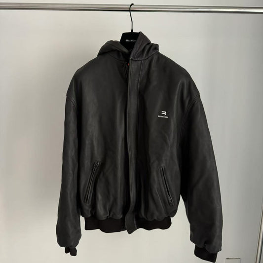 Balenciaga Taxi Hoodie Leather Bomber