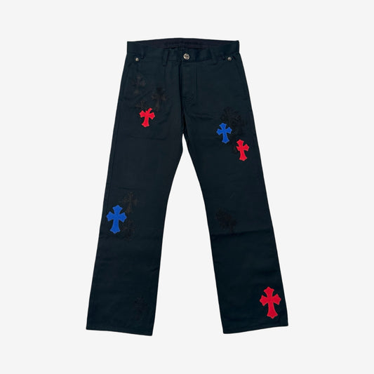 Chrome Hearts Black Chino with Blue Red Crosses Sz.32