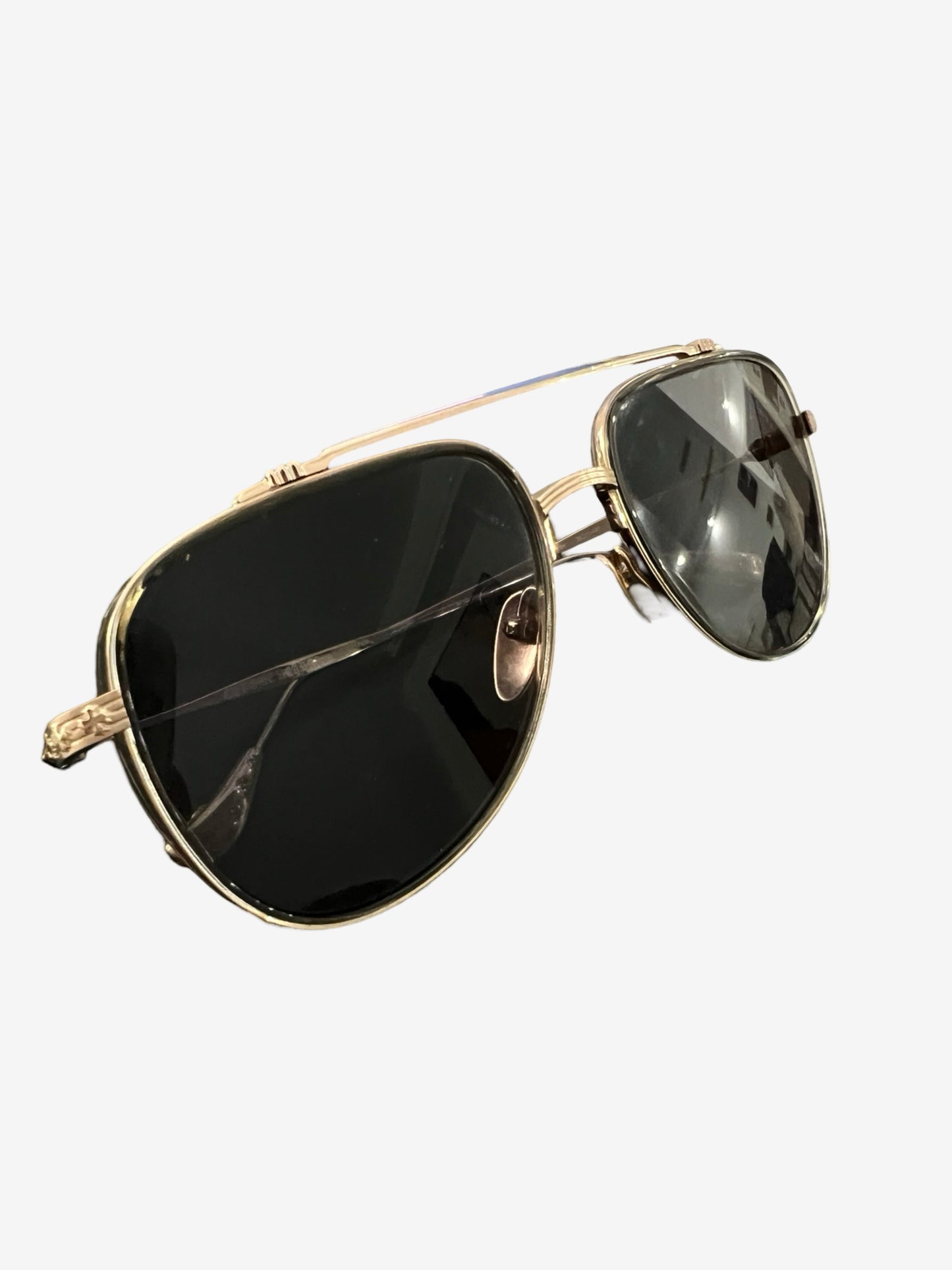 Chrome Hearts Whisker Biscuit Aviator Gold Glasses