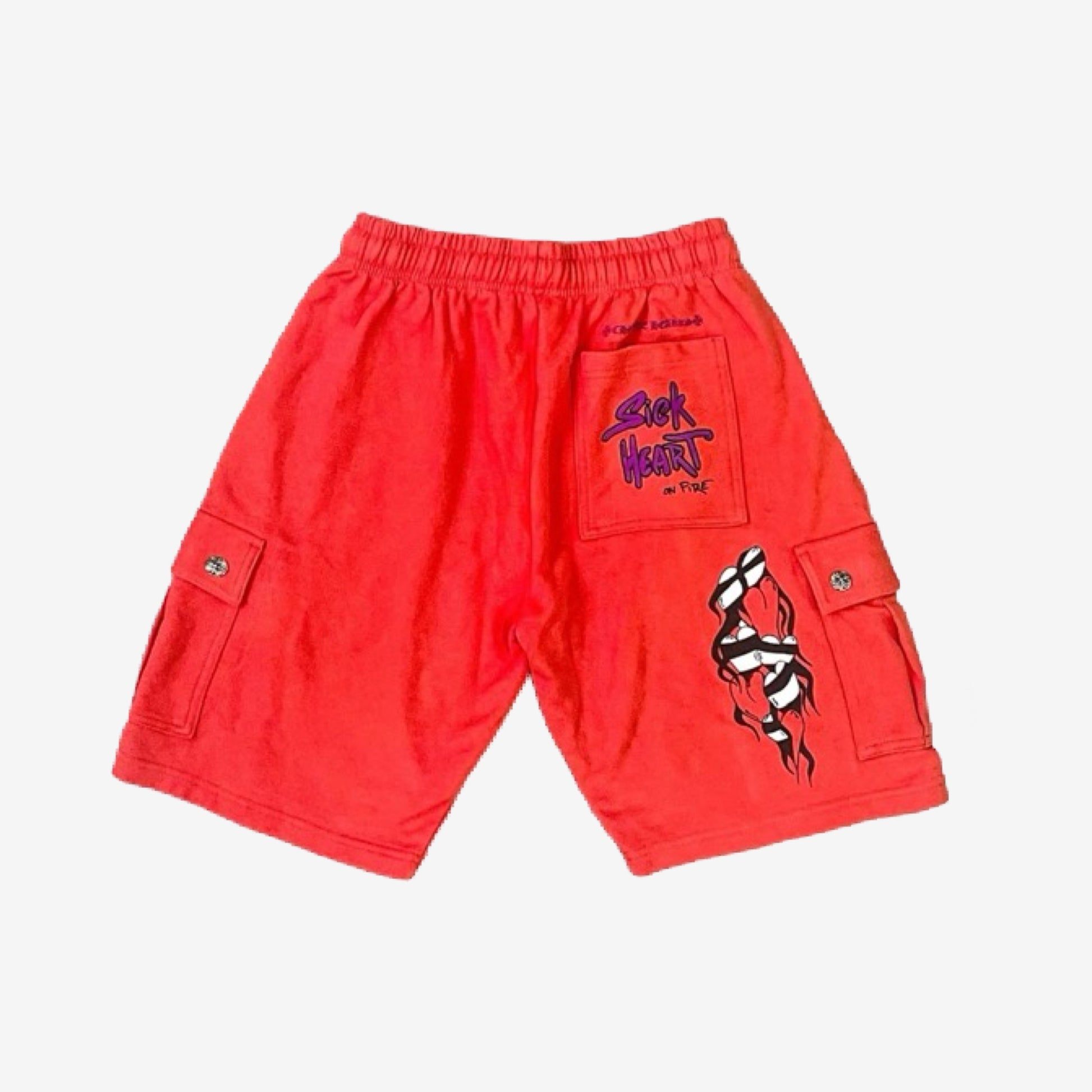 Chrome Hearts Sick Heart Orange Cargo Jersey Shorts