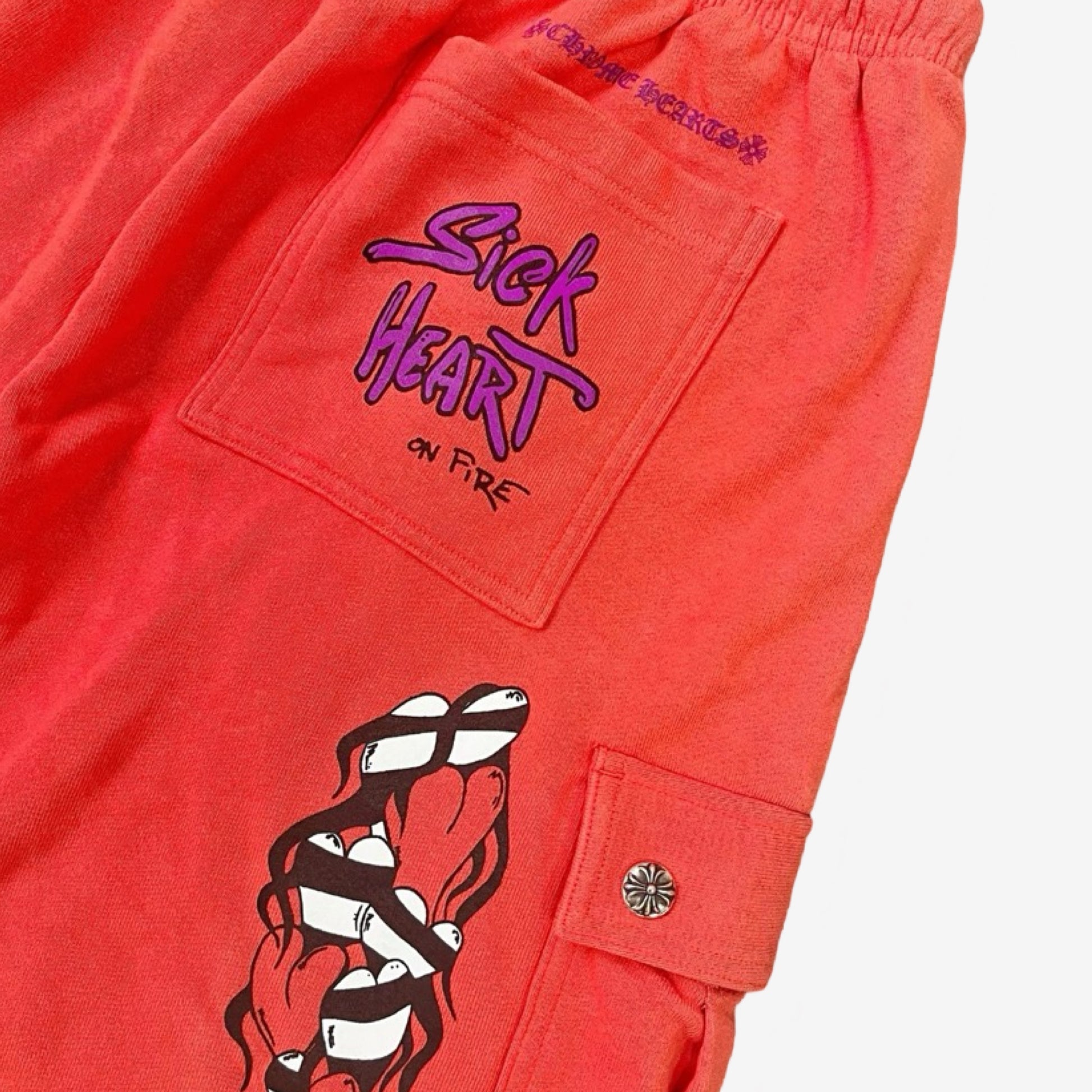 Chrome Hearts Sick Heart Orange Cargo Jersey Shorts