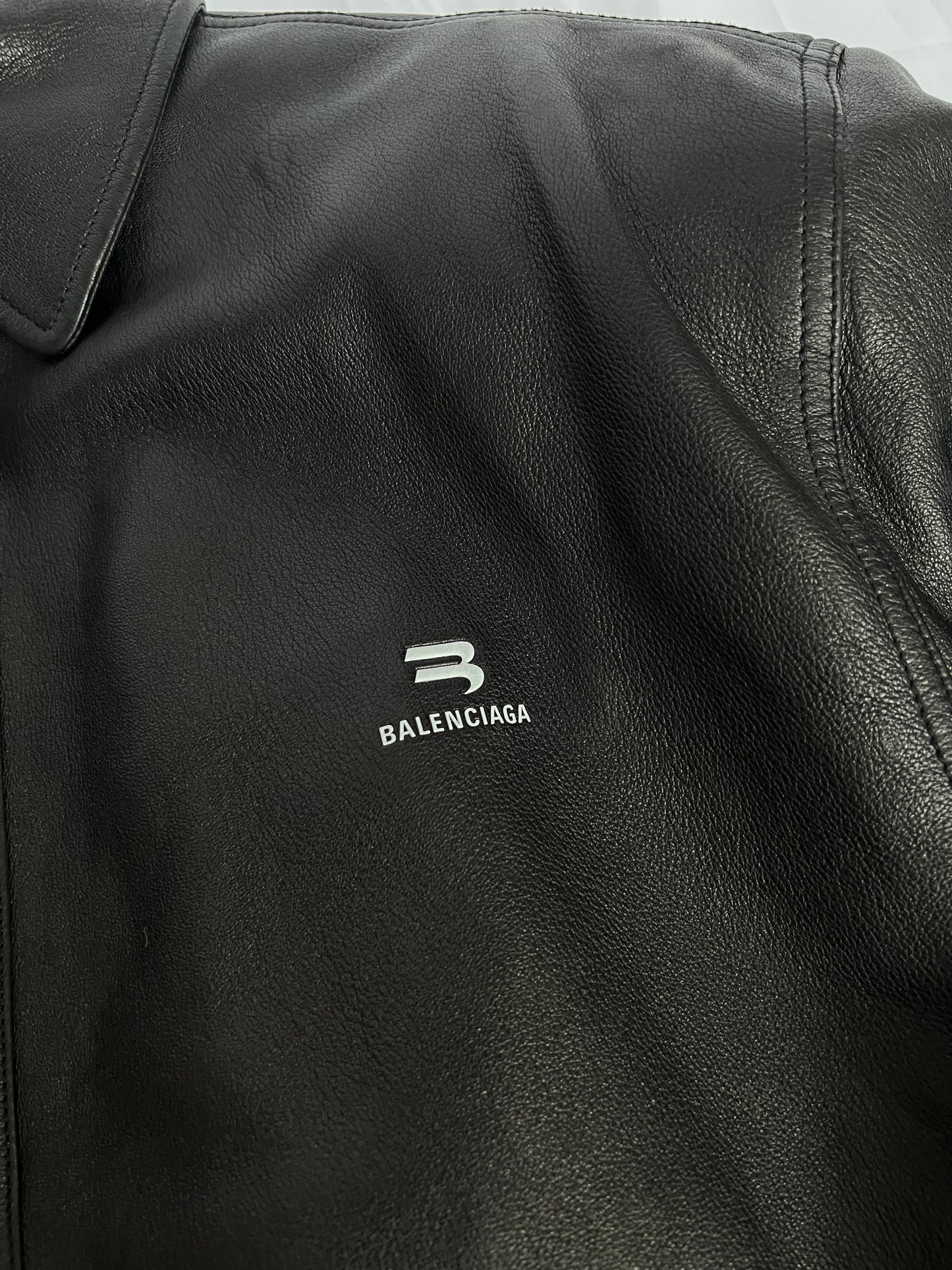 Balenciaga Taxi Leather Bomber closeup