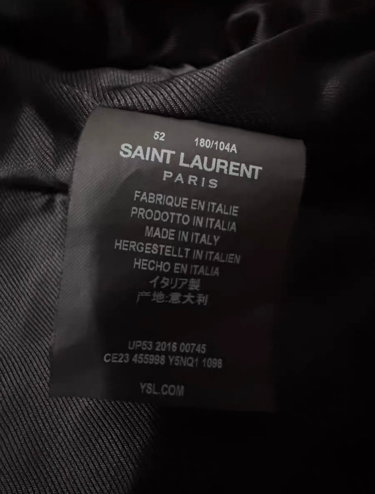 Saint Laurent L17 Bloody Luster Leather Jacket washtags