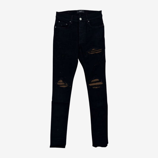 Amiri AW22 MX1 Skinny-Fit Suede Panelled Distressed Jeans