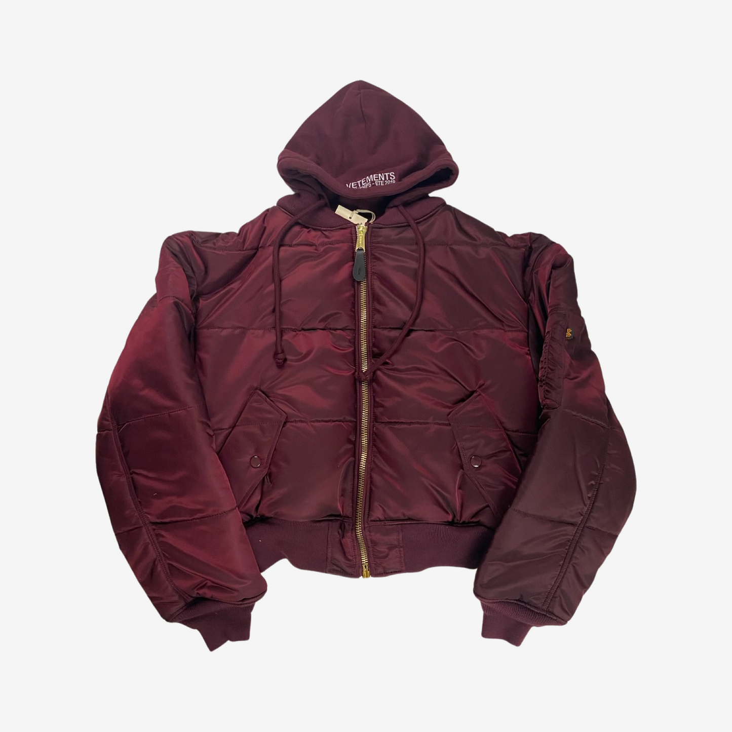 Vetements SS18 Reversible Flag MA1 Bomber Burgundy